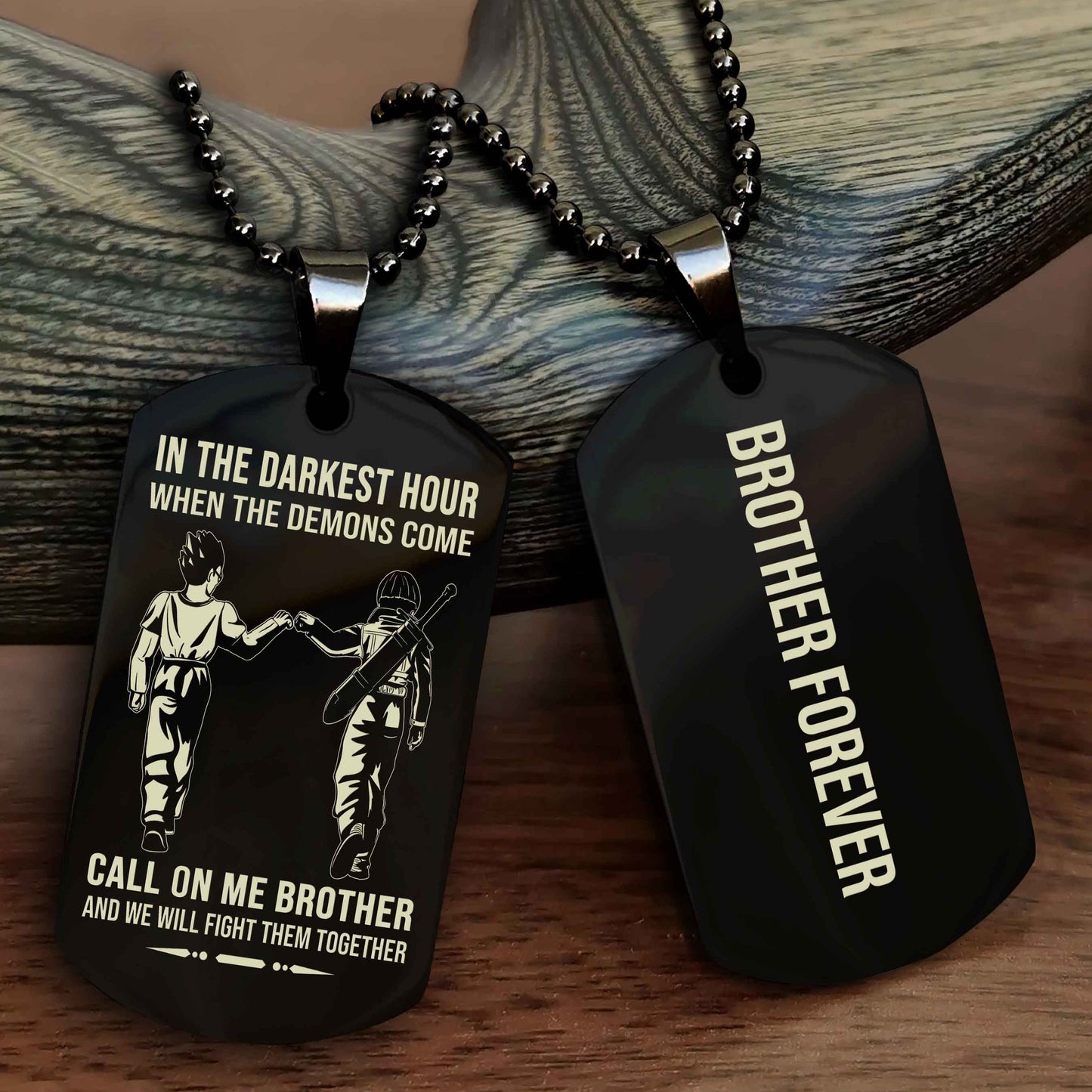 Knight Templar Customizable engraved black dog tag double sided gift from brother, brother forevers