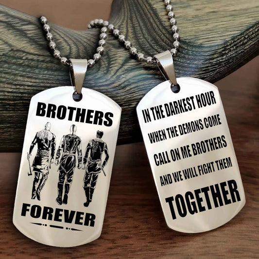 Biker Personalized Double Sided Dog Tag For My Brother - Call On Me Brother And We Will Fight Them Together Gift For Your Friend
