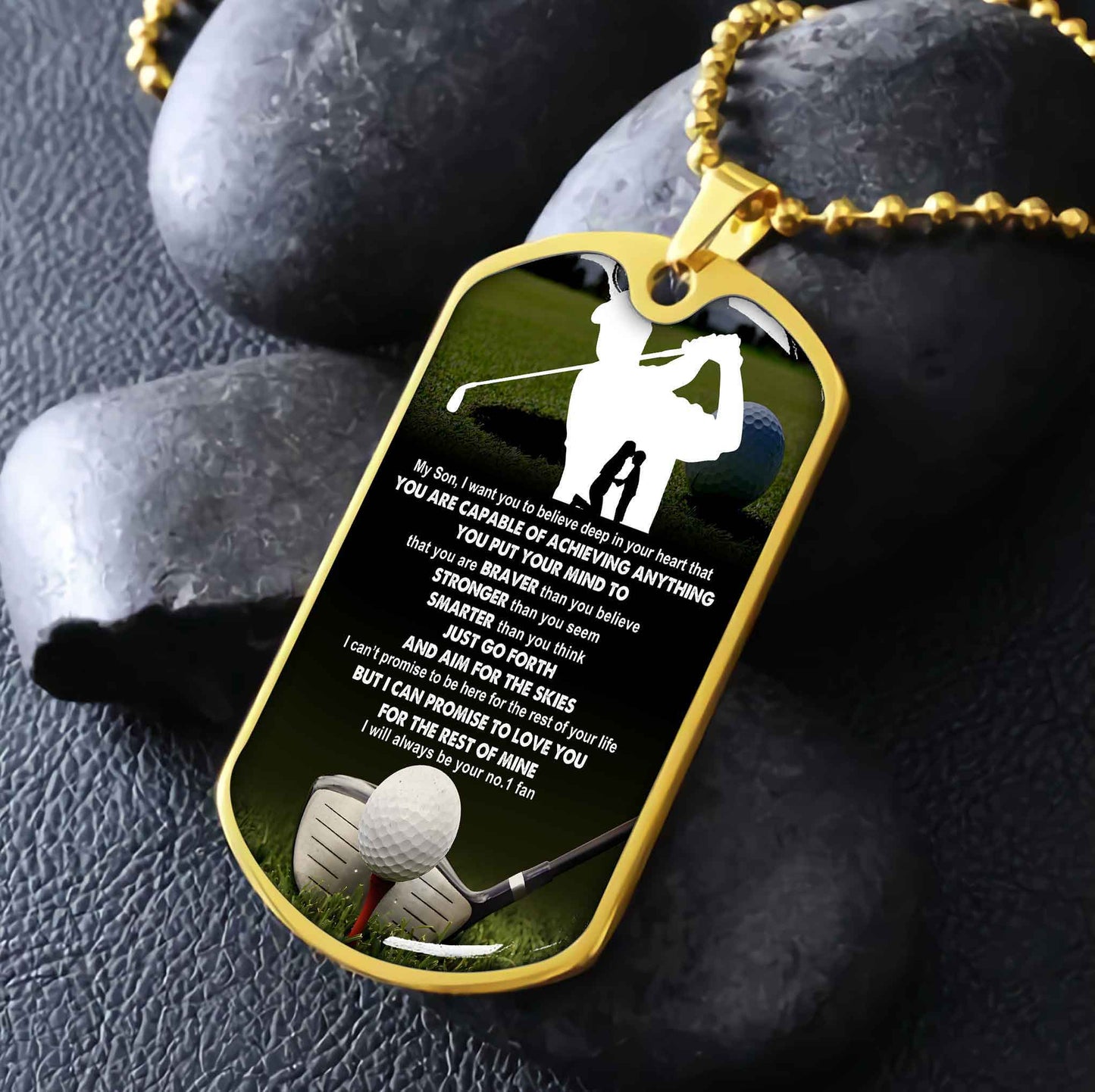 Sport Military Chain 18K Gold Plated Silver Plated To My Son From Mom Motivation Message I Will Always Be Your No 1 Fan