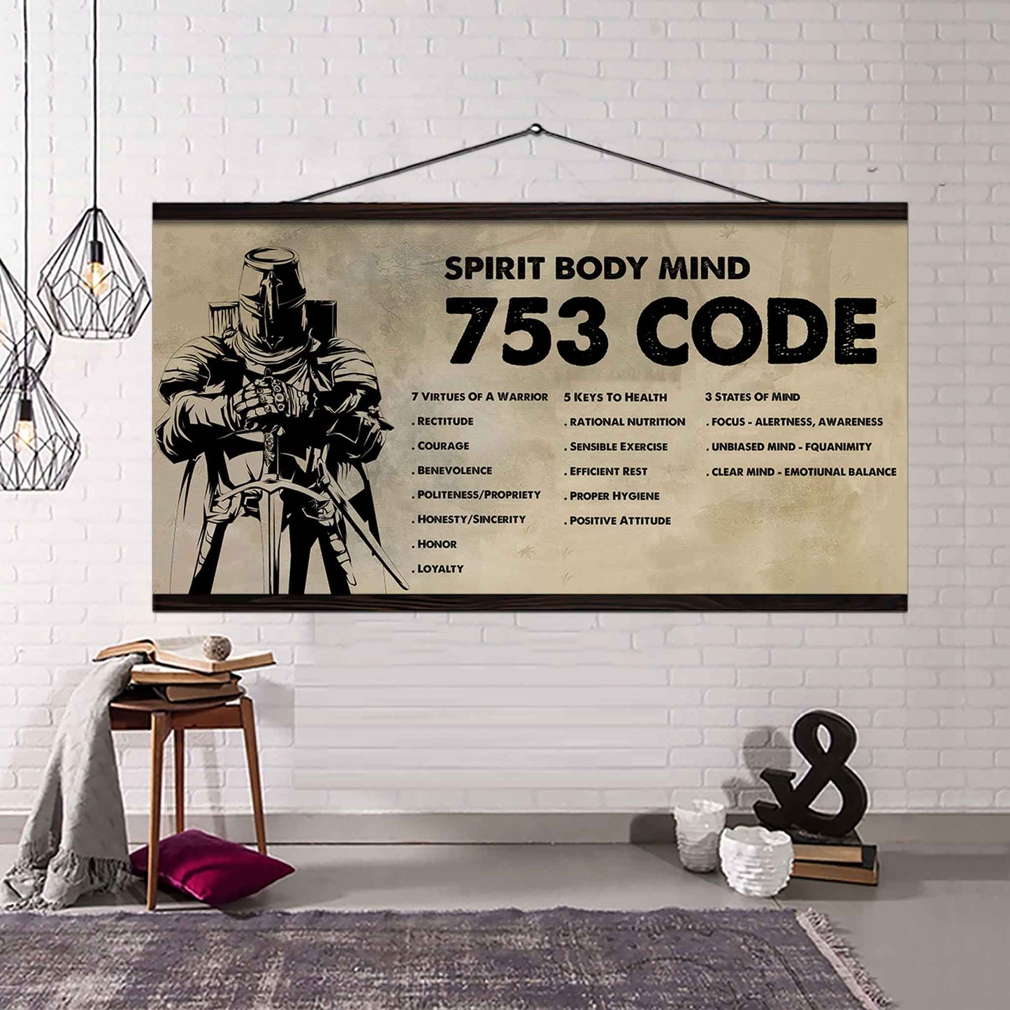 Knight Templar Poster Canvas 7 5 3 Code Motivation Quotes