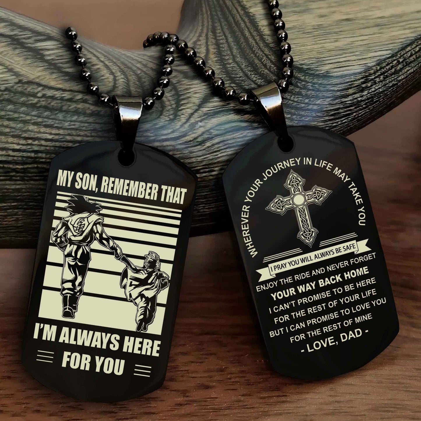 Knight Templar Cross Double Sided Dog Tag My Son Remember That - Gift For Son Enjoy The Ride Never Forget Your Way Back Home