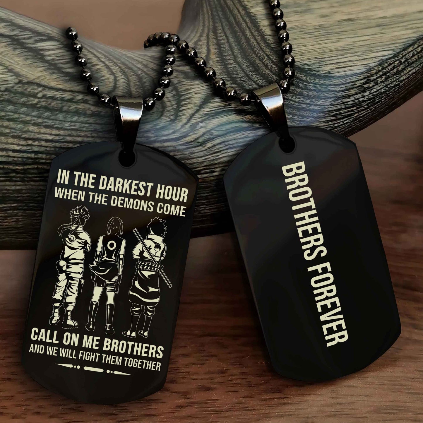 Knight Templar Customizable engraved black dog tag double sided gift from brother, brother forevers