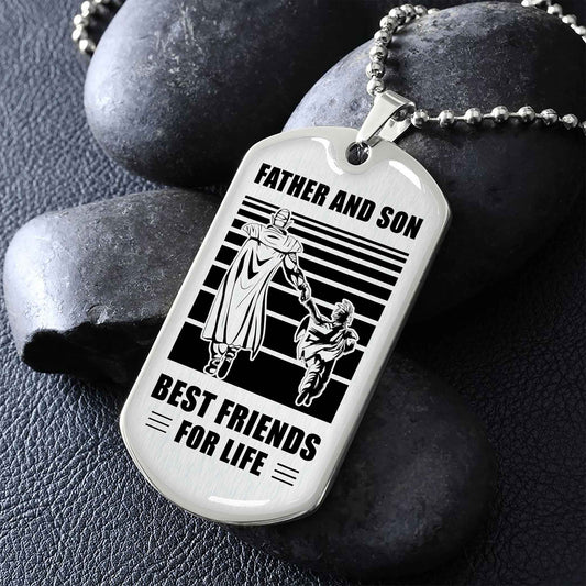 VGT_TRL Military Chain Silver Plated 18K Gold Plated Father And Son Best Friend For Life Gift For Your Son
