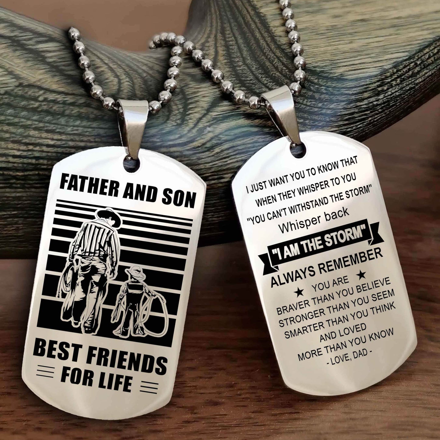 Knight Templar Personalized Double Sided Dog Tag Silver To My Son I Love You - Whisper Back I'm The Storm