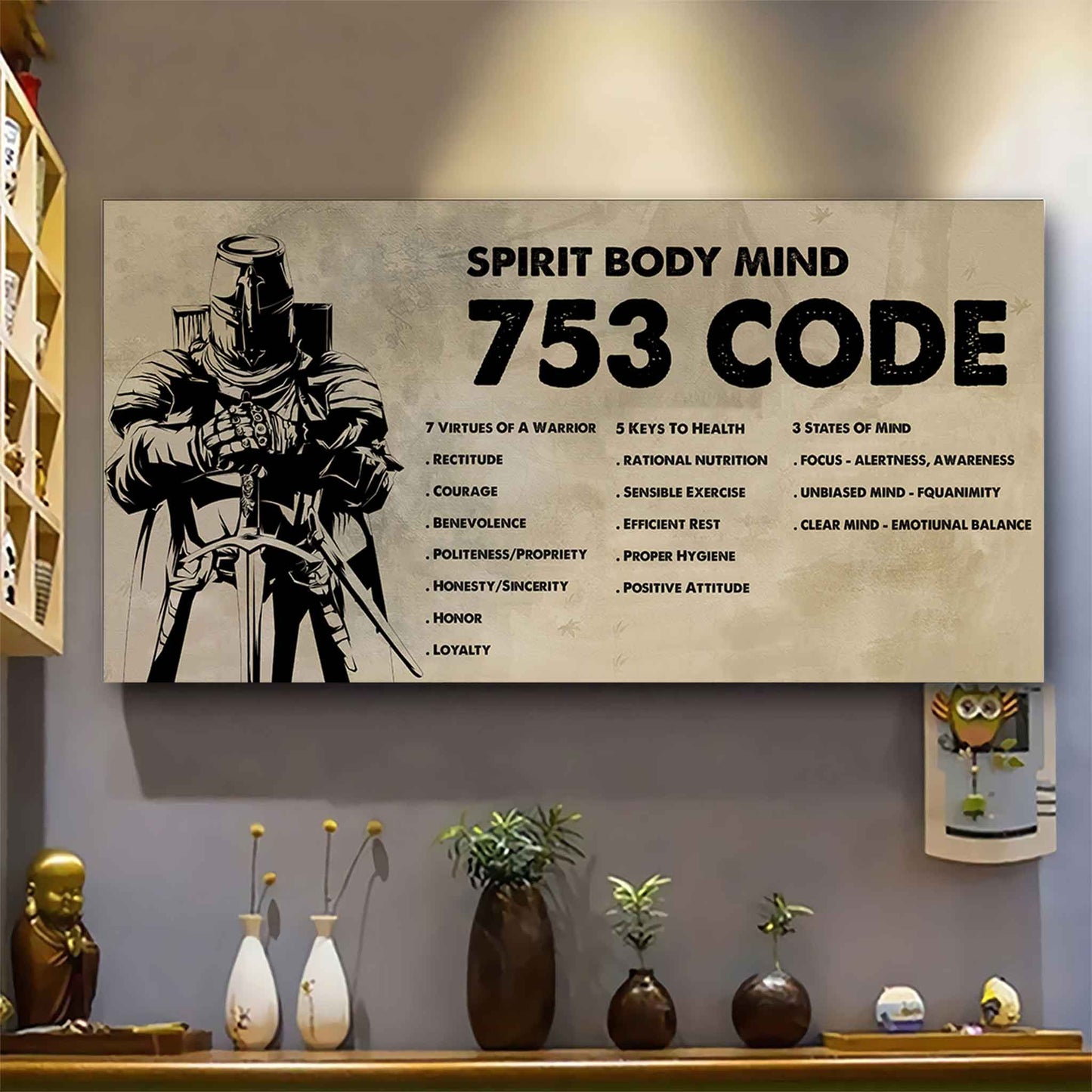 Knight Templar Poster Canvas 7 5 3 Code Motivation Quotes