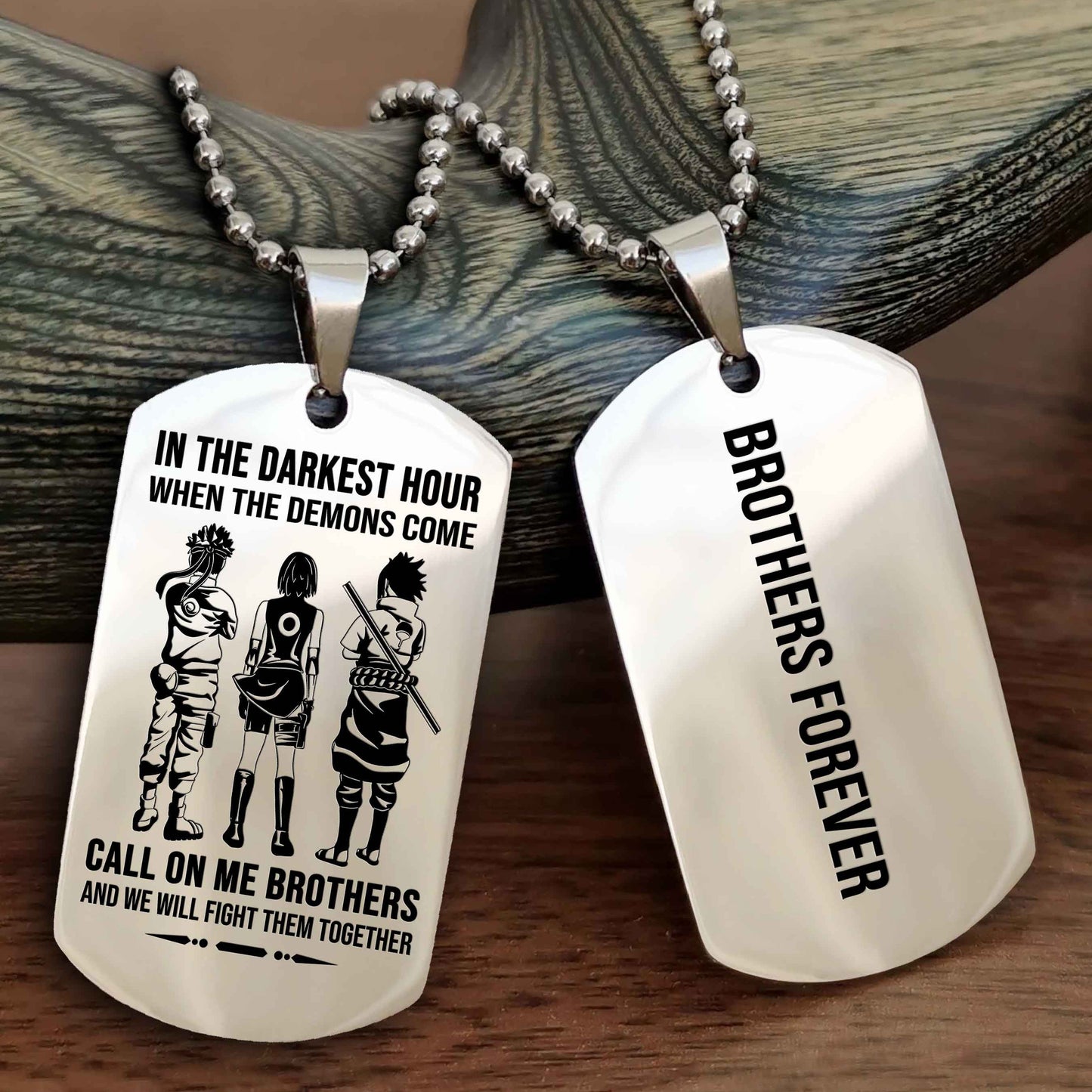 Biker Customizable engraved black dog tag double sided gift from brother, brother forevers