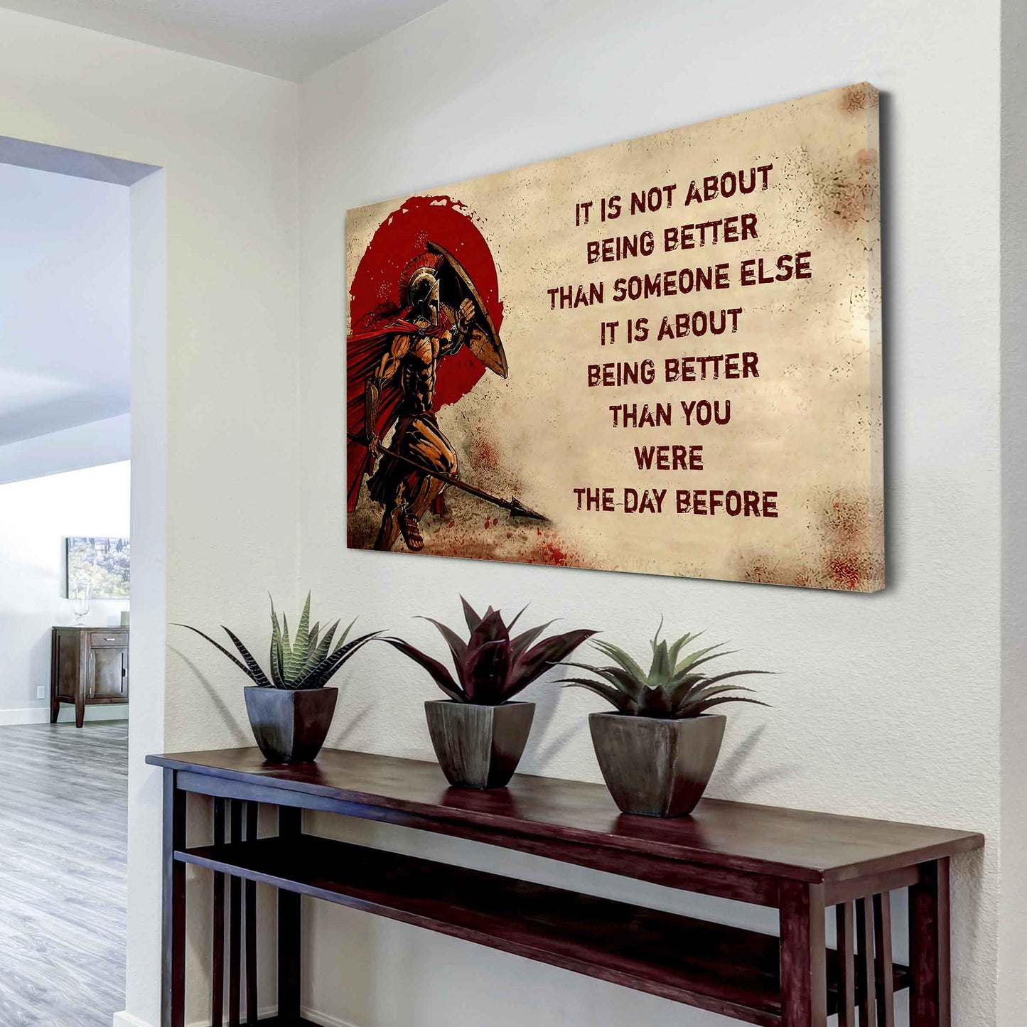 Knight Templar Poster Canvas It's Not About Being Better Than Someone Else Best Gifts Motivation Quotes
