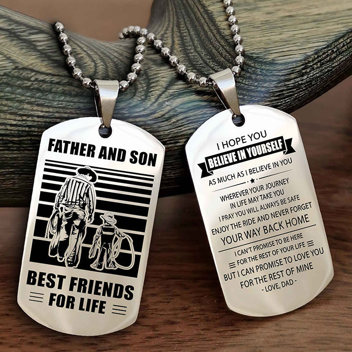 Viking Personalized Double Sided Dog Tag Black To My Son I Love You - Enjoy The Ride And Never Forget Your Way Back Home From
