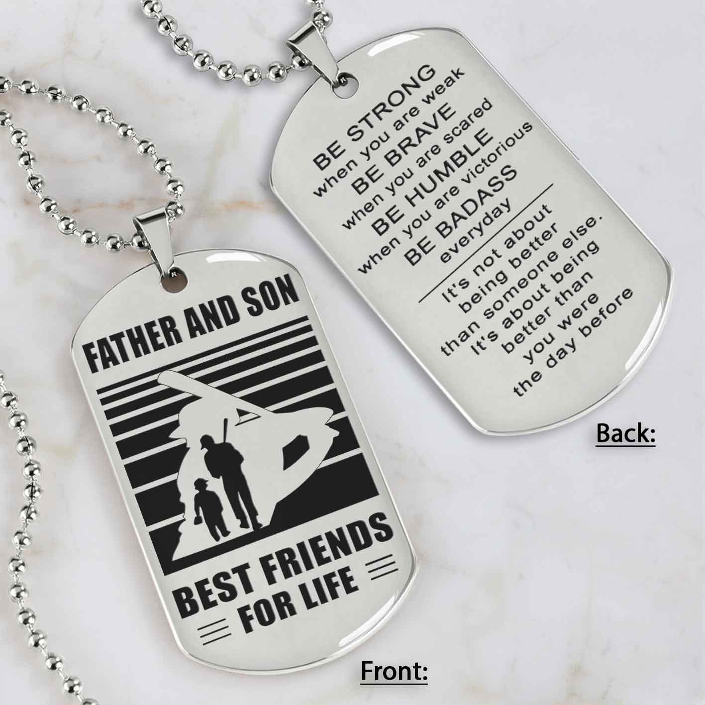 Silver Version Basketball Personalized Double Sided Dog Tag Father And Son Best Friends For Life Message on the back side