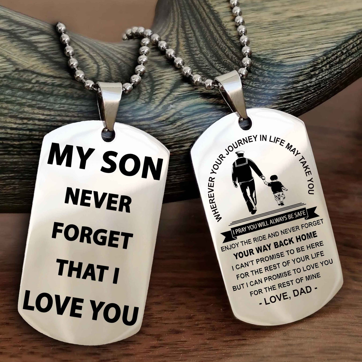Knight Templar Double Sided Dog Tag To My Son Never Forget That I Love You - Gift For Son Never Forget Your Way Back Home