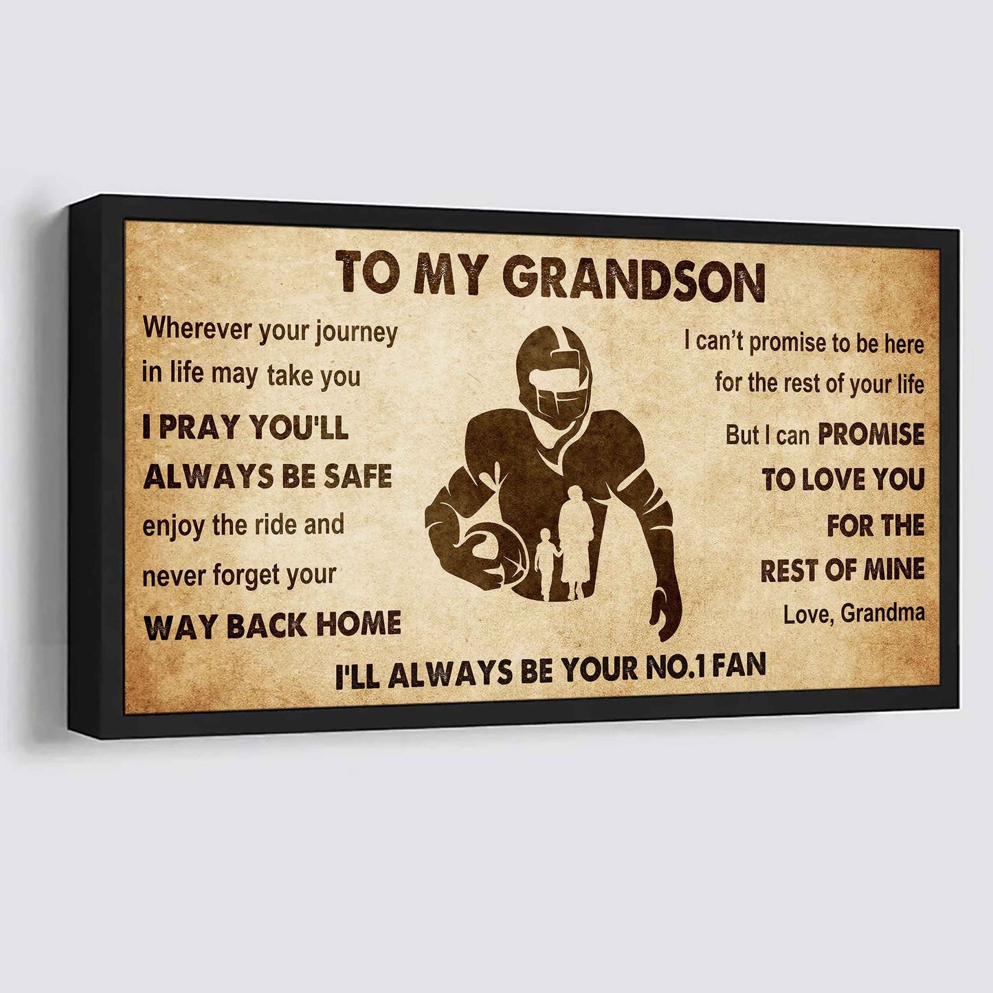 Personalized Sport Poster Canvas I'll Be Your No 1 Fan Grandma To Grandson - Never Forget Your Way Back Home