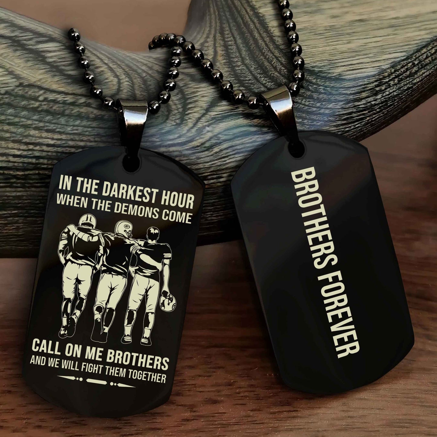 Knight Templar Customizable engraved black dog tag double sided gift from brother, brother forevers
