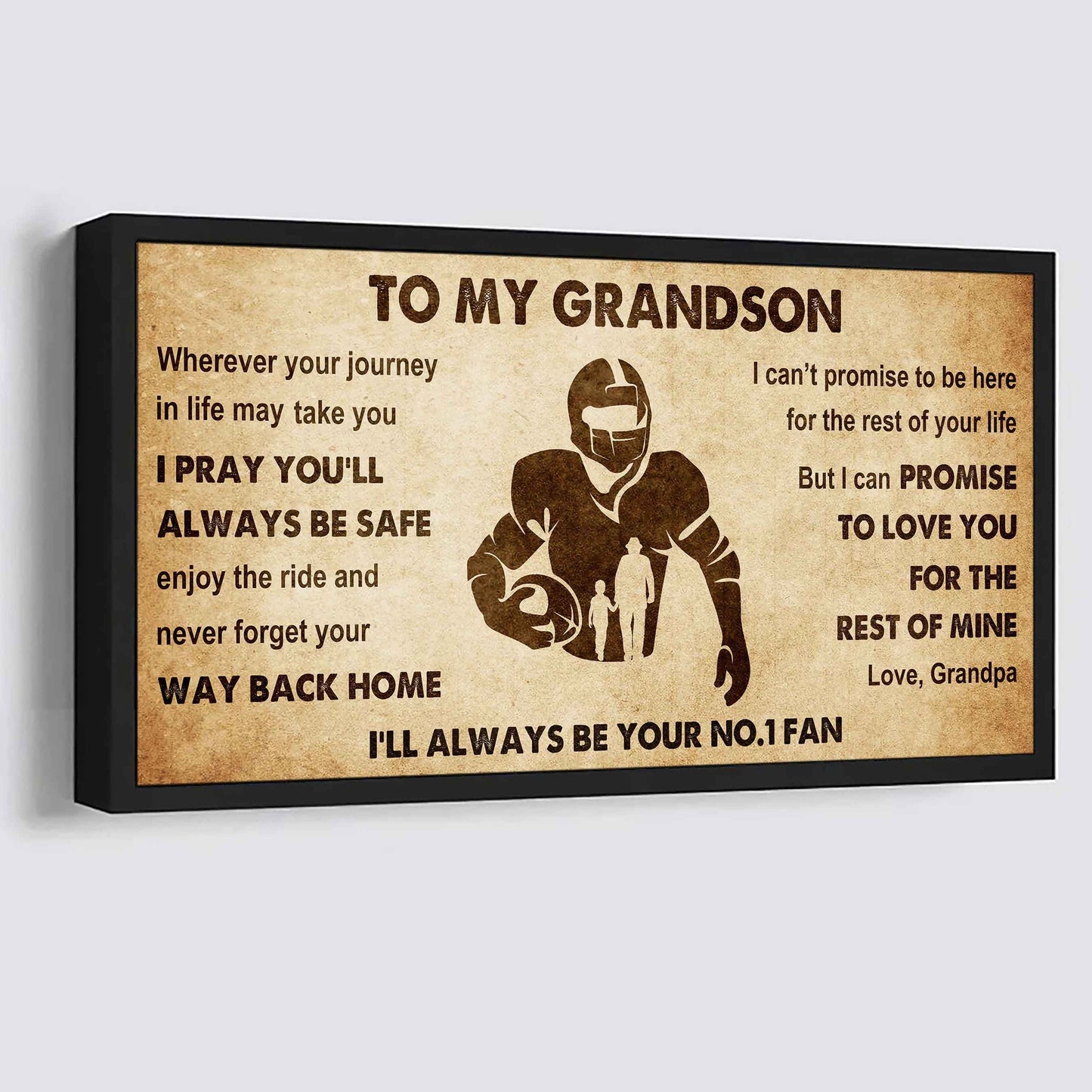 Personalized Sport Baseball Poster Canvas I'll Be Your No 1 Fan Grandpa To Grandson - Never Forget Your Way Back Home