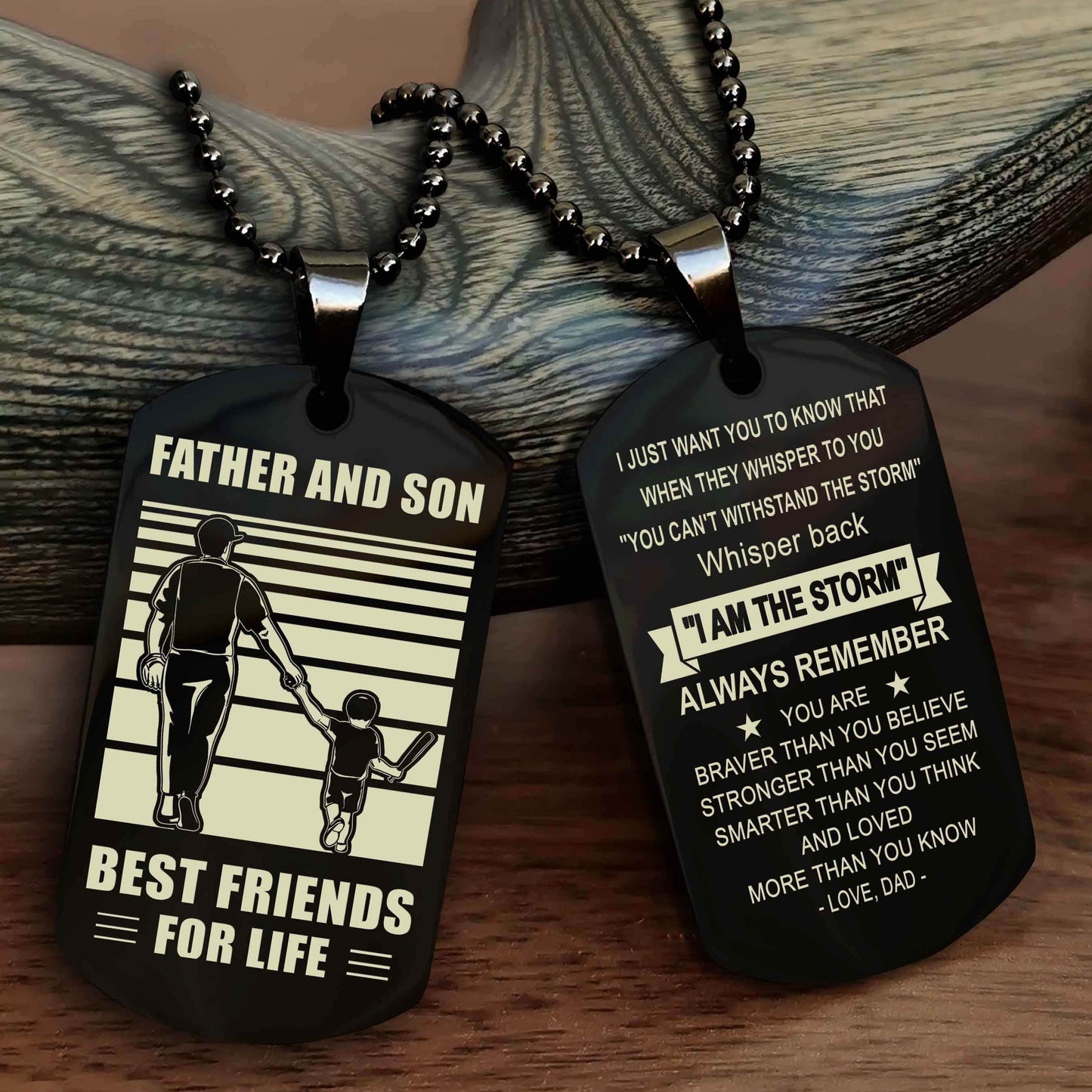 Knight Templar Personalized Double Sided Dog Tag Silver To My Son I Love You - Whisper Back I'm The Storm