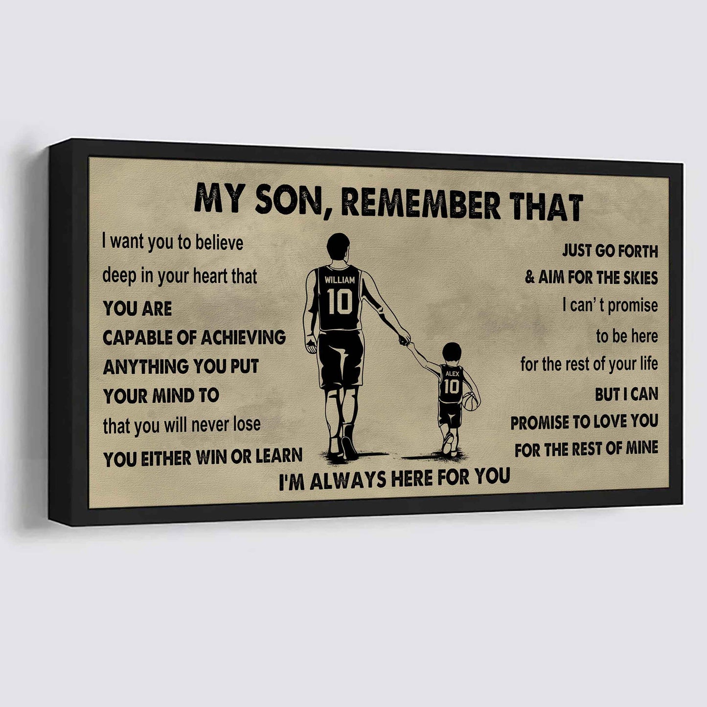 Personalized Sport Poster Canvas - My Son Remember That You Will Never Lose You Either Win Or Learn