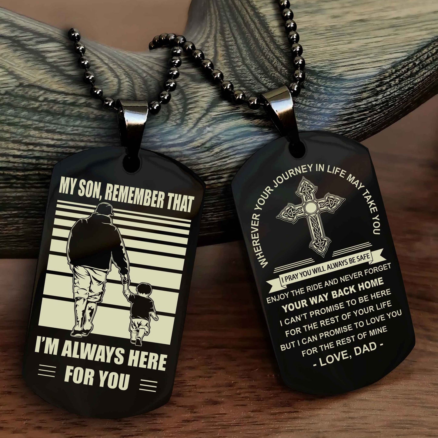 Knight Templar Cross Double Sided Dog Tag My Son Remember That - Gift For Son Enjoy The Ride Never Forget Your Way Back Home