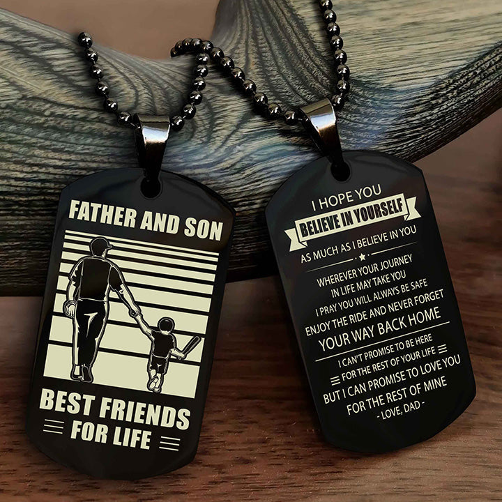 Viking Personalized Double Sided Dog Tag Silver To My Son I Love You - Enjoy The Ride And Never Forget Your Way Back Home From