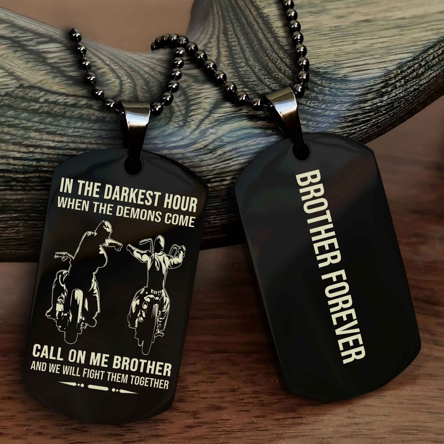 Knight Templar Customizable engraved black dog tag double sided gift from brother, brother forevers