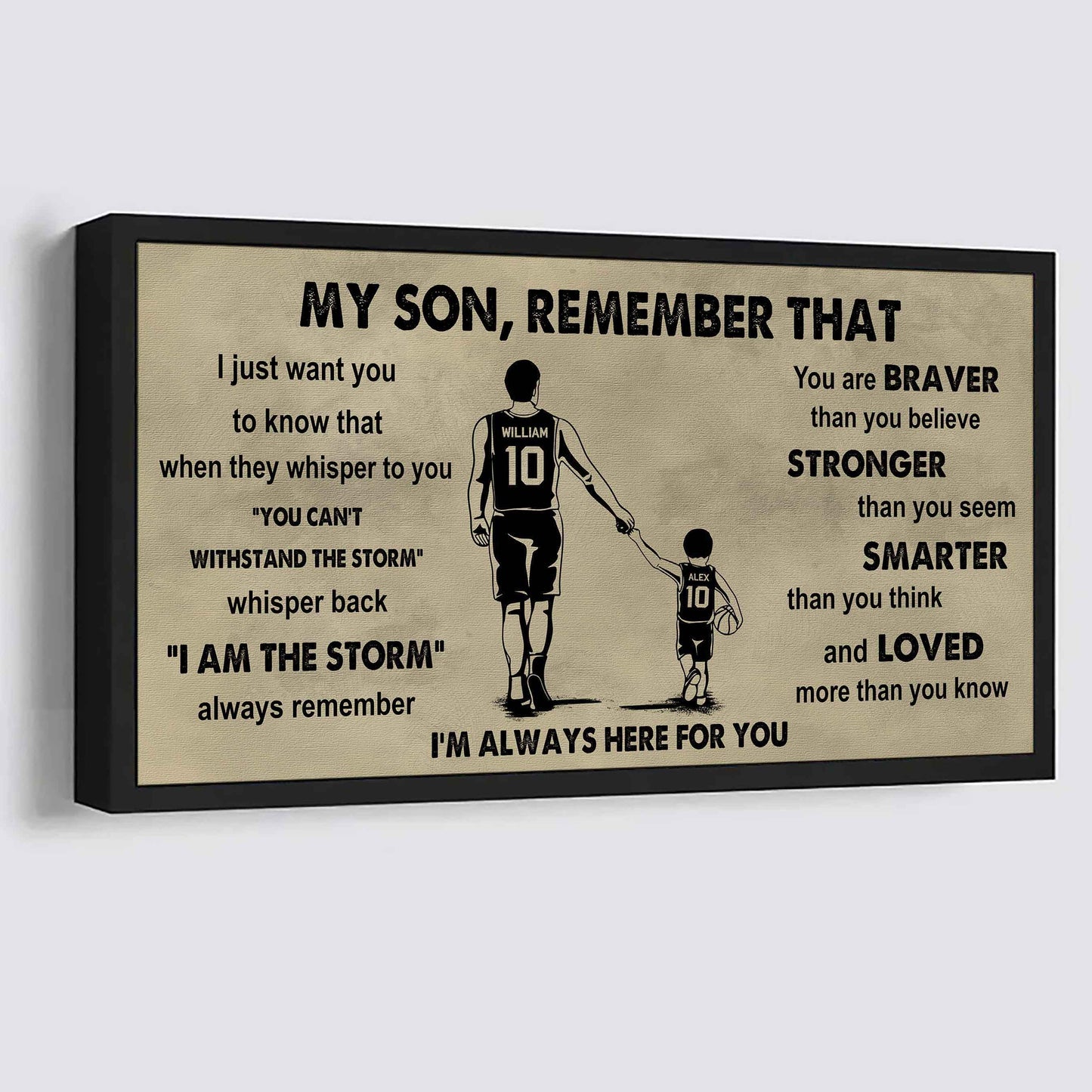 Personalized Sport Poster Canvas - My Son Remember That Whisper Back I Am The Storm