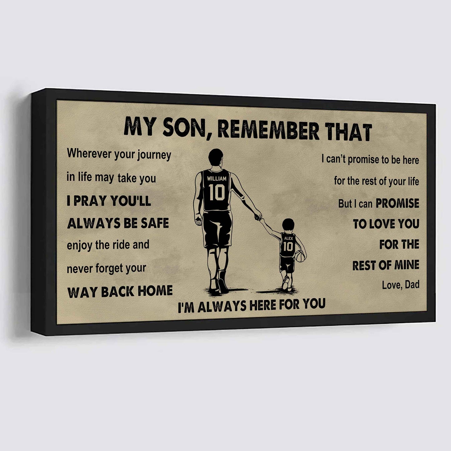 Personalized Sport Poster Canvas - My Son Remember That Never Forget Your Way Back Home