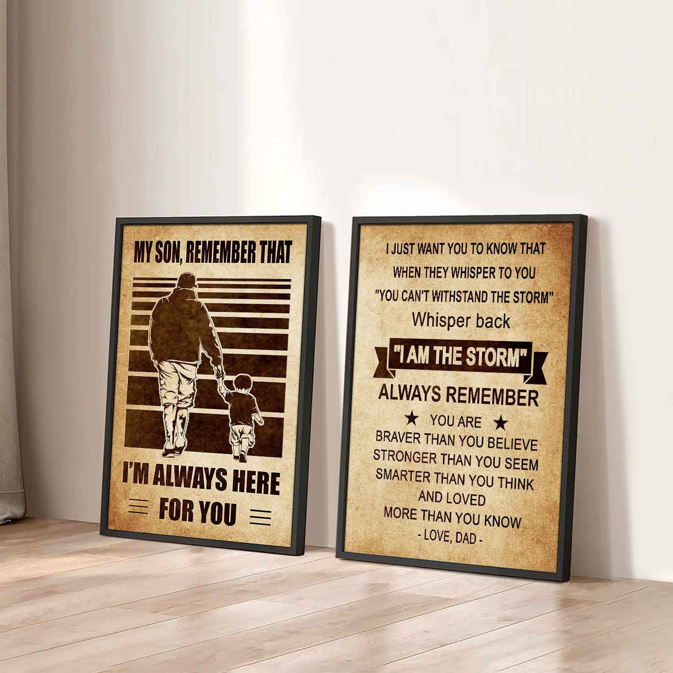 Combo 2 DRB Poster Canvas My Son Remember That - Whisper Back I'm The Storm