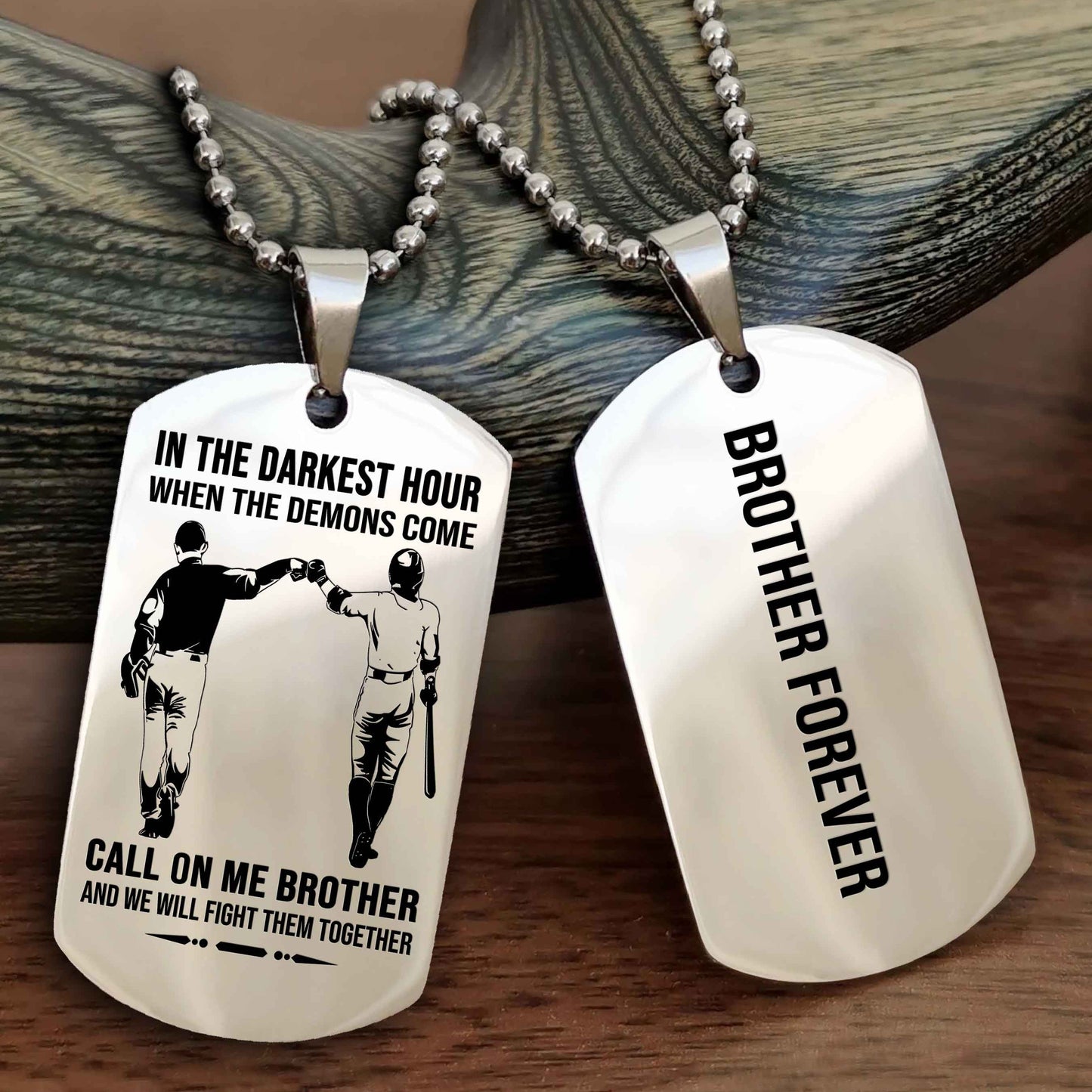 Knight Templar Customizable engraved black dog tag double sided gift from brother, brother forevers