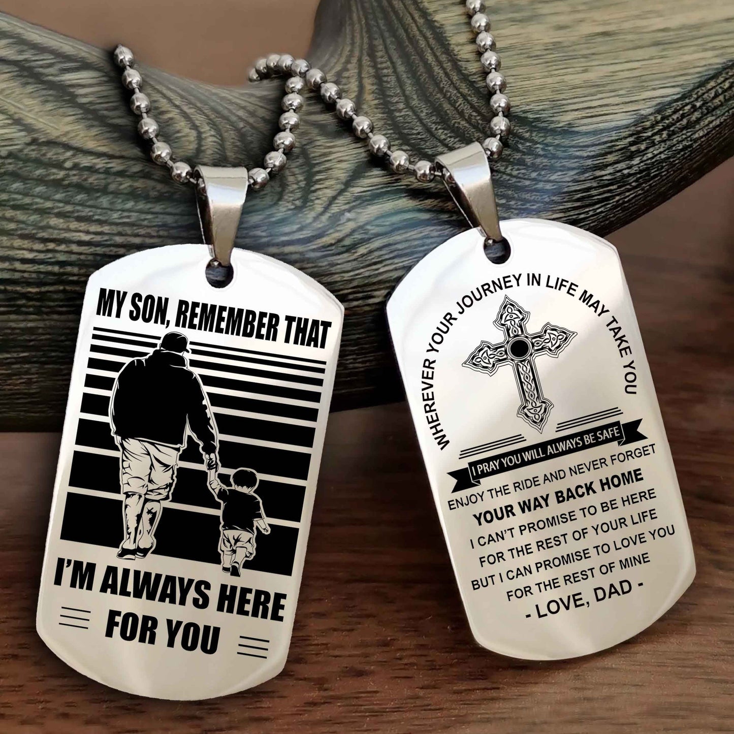 Knight Templar Cross Double Sided Dog Tag My Son Remember That - Gift For Son Enjoy The Ride Never Forget Your Way Back Home