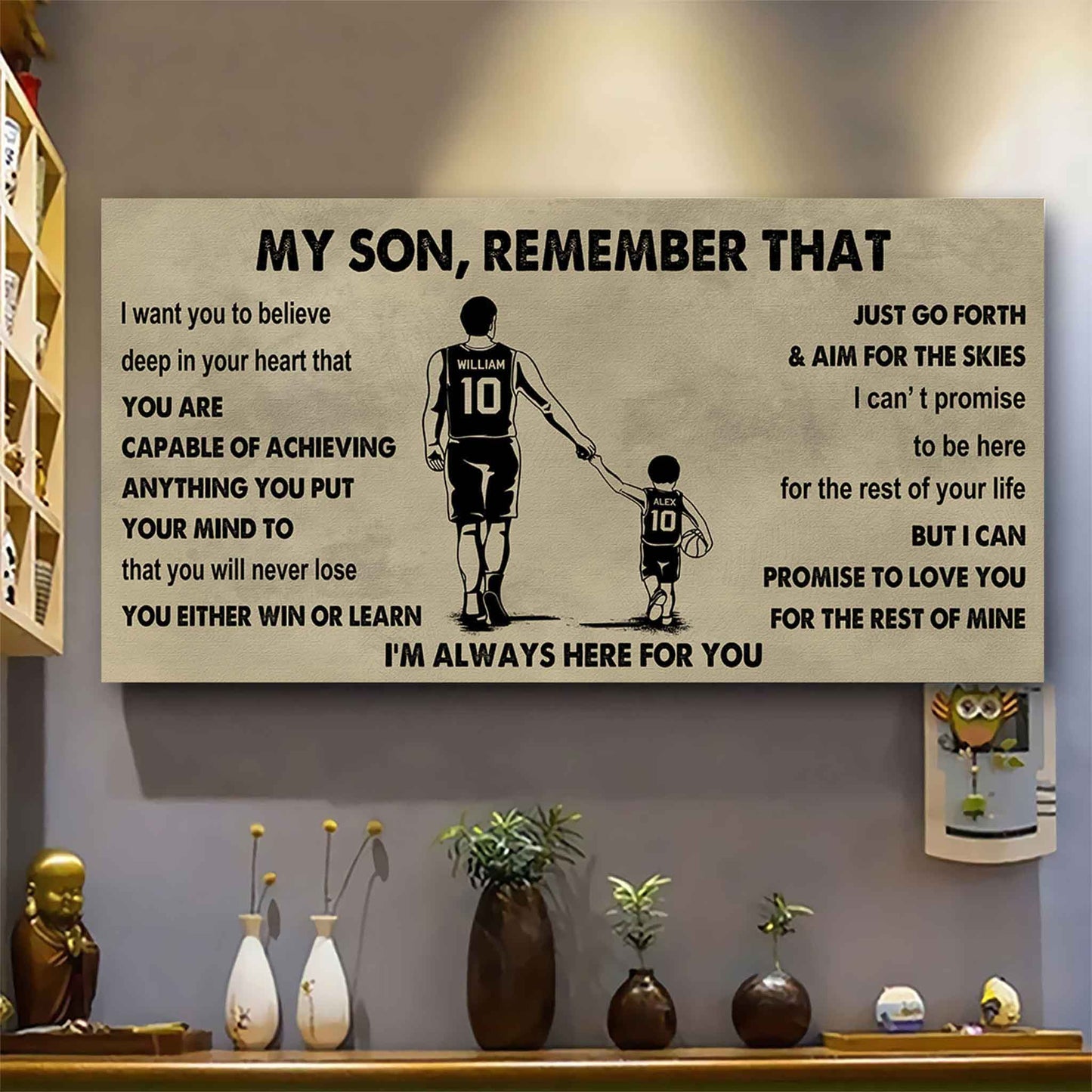 Personalized Sport Poster Canvas - My Son Remember That You Will Never Lose You Either Win Or Learn