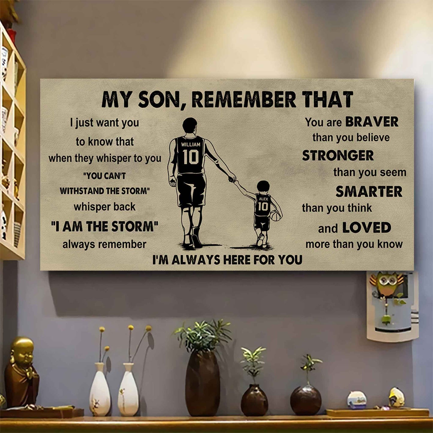 Personalized Sport Poster Canvas - My Son Remember That Whisper Back I Am The Storm