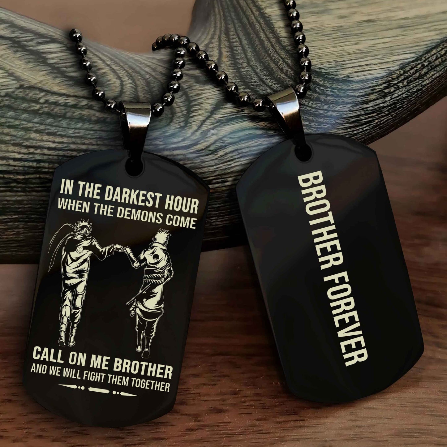 Knight Templar Customizable engraved black dog tag double sided gift from brother, brother forevers