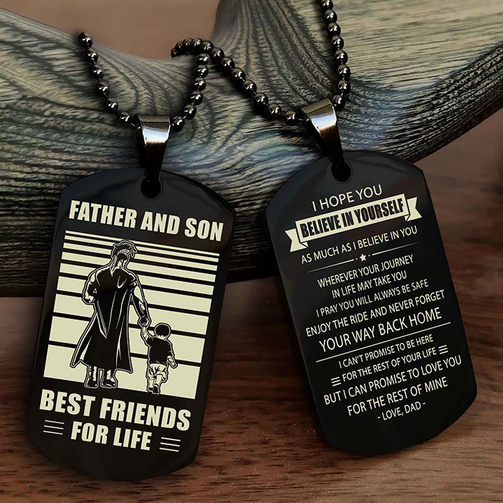 Viking Personalized Double Sided Dog Tag Silver To My Son I Love You - Enjoy The Ride And Never Forget Your Way Back Home From