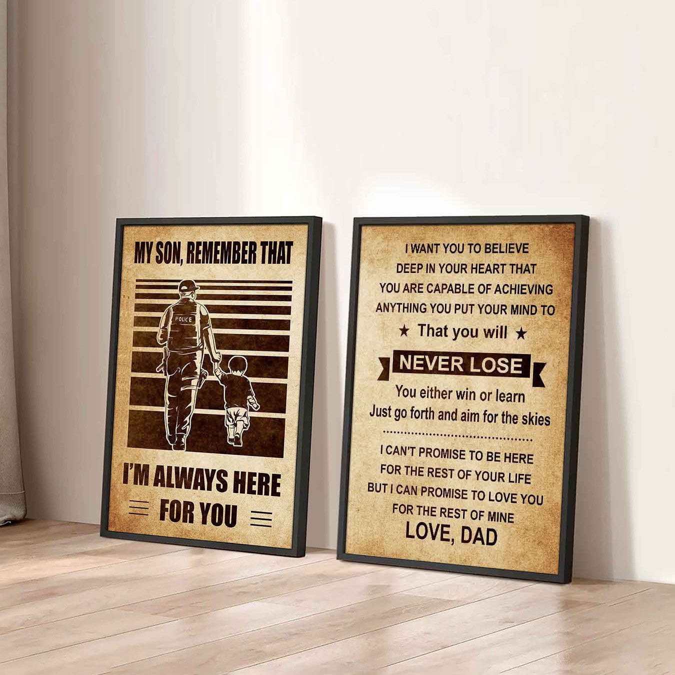 Combo 2 DRB Poster Canvas My Son Remember That - You Will Never Lose You Either Win Or Learn