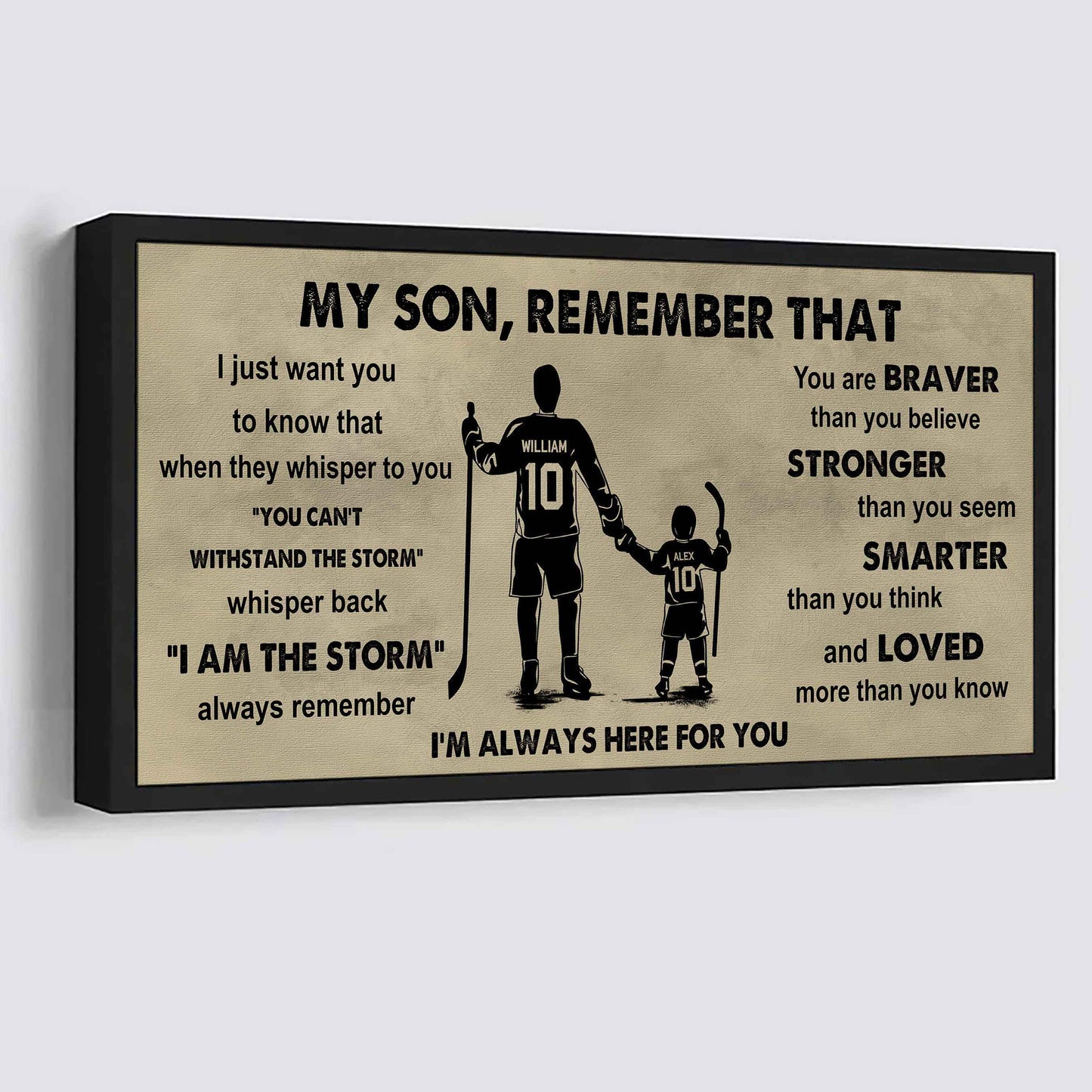Personalized Sport Poster Canvas - My Son Remember That Whisper Back I Am The Storm