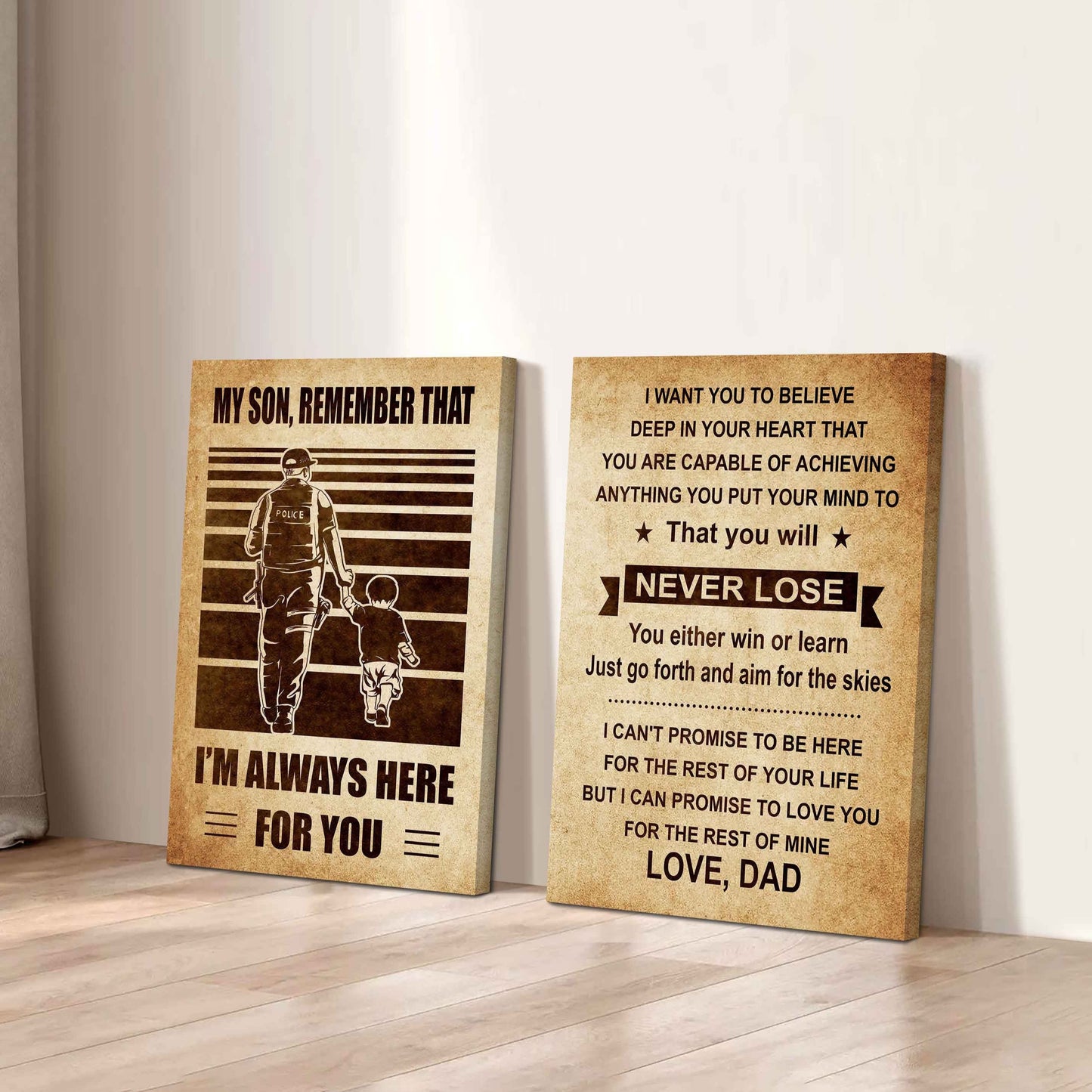 Combo 2 DRB Poster Canvas My Son Remember That - You Will Never Lose You Either Win Or Learn