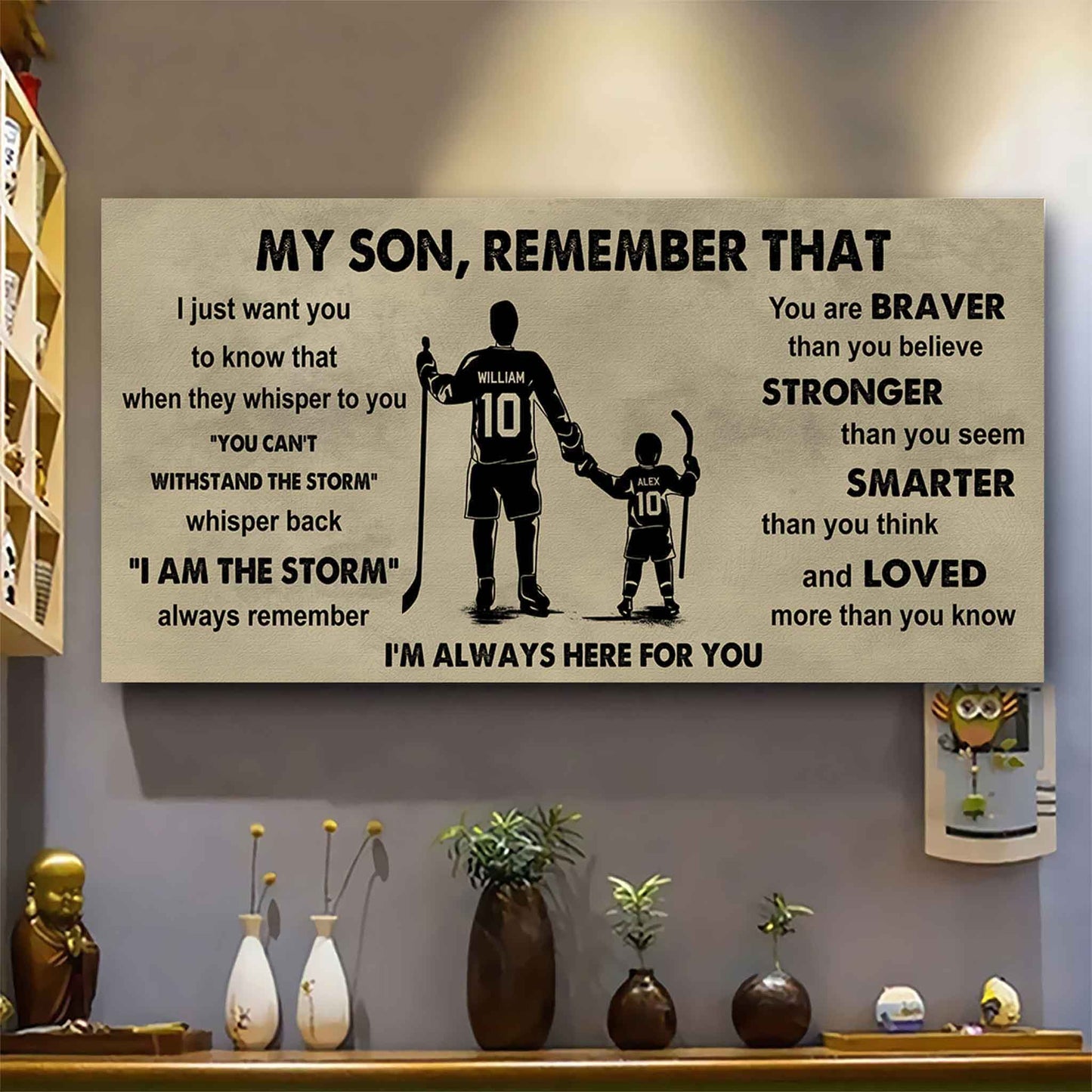 Personalized Sport Poster Canvas - My Son Remember That Whisper Back I Am The Storm