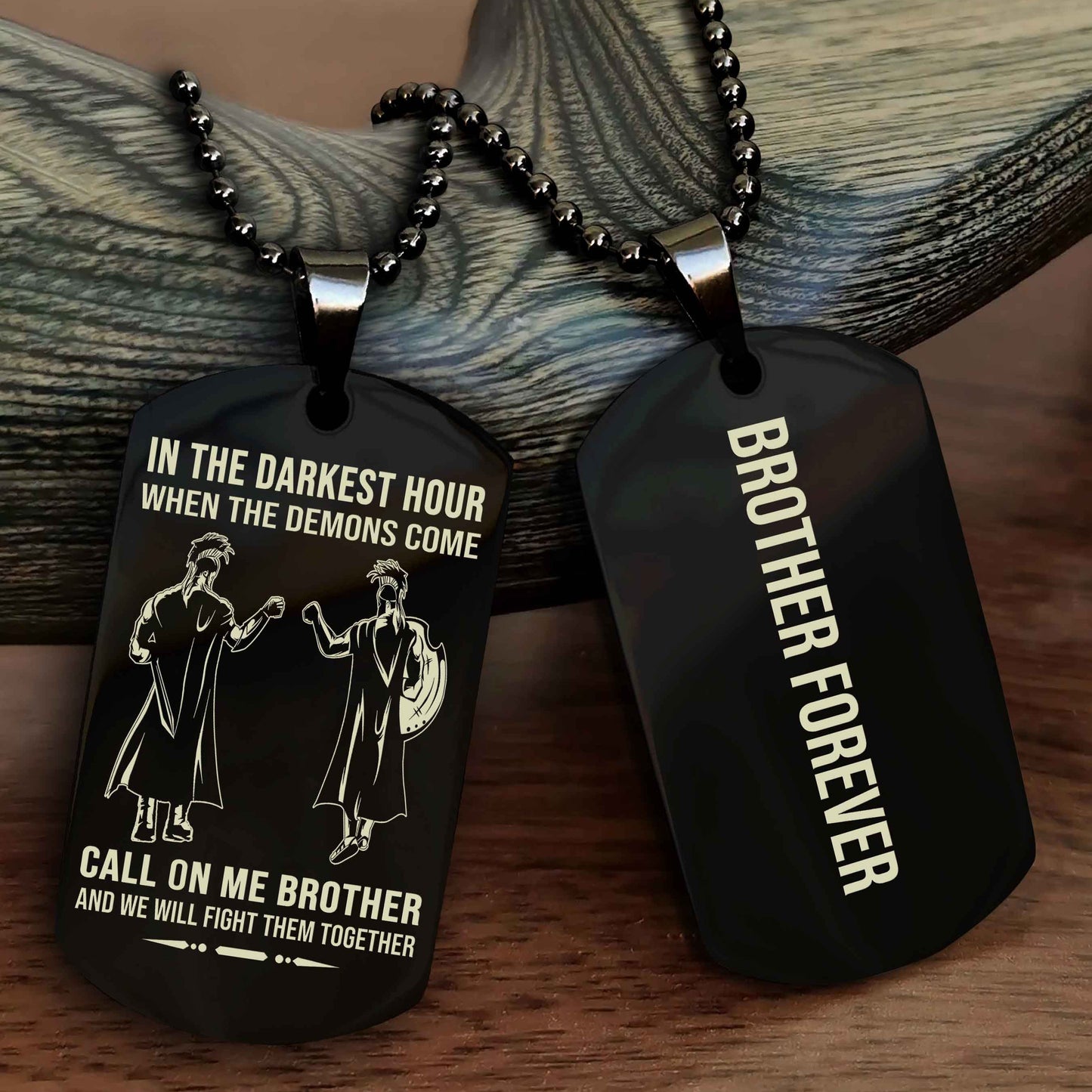 Viking customizable engraved black dog tag NAG double sided gift from brother, brother forevers