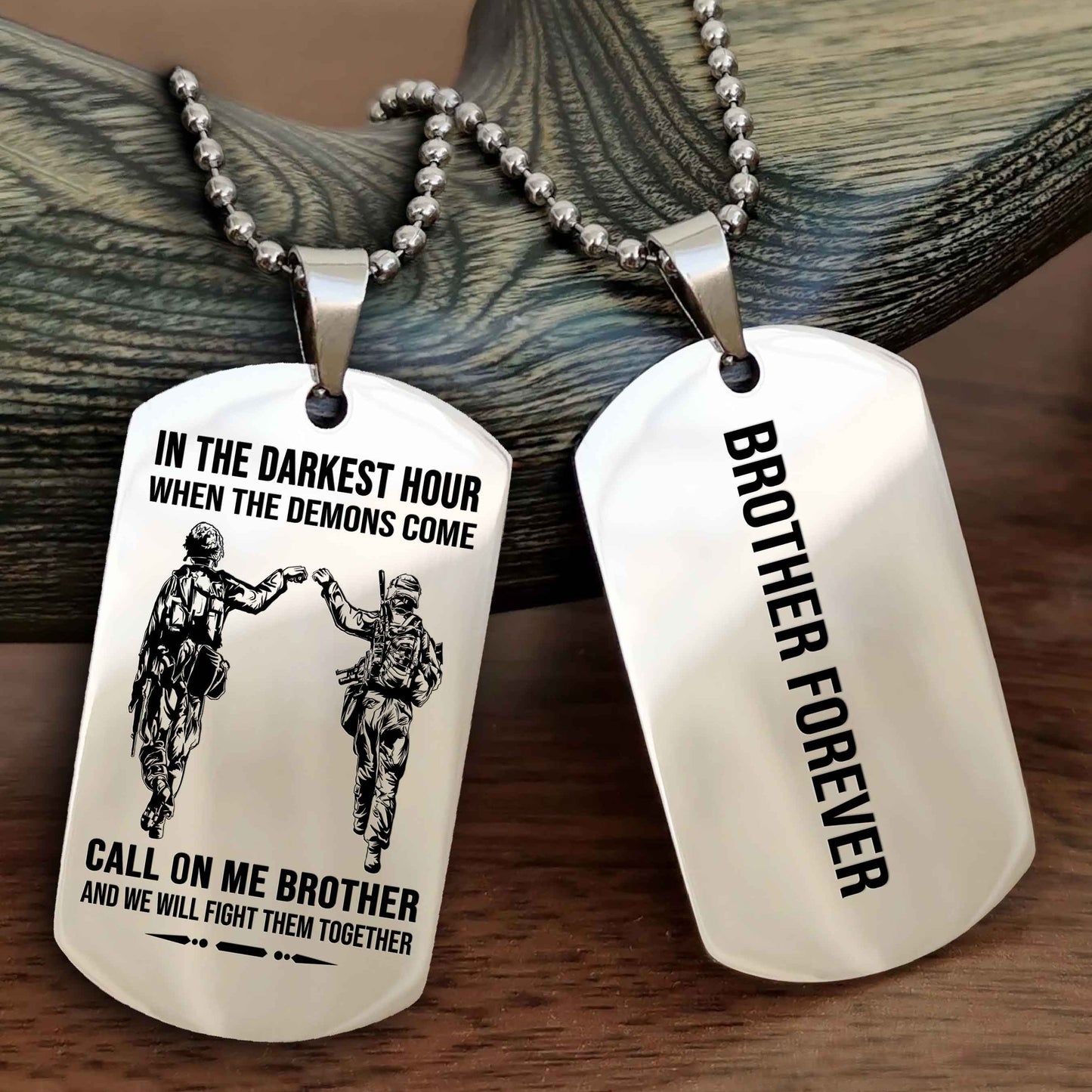 Knight Templar Customizable engraved black dog tag double sided gift from brother, brother forevers