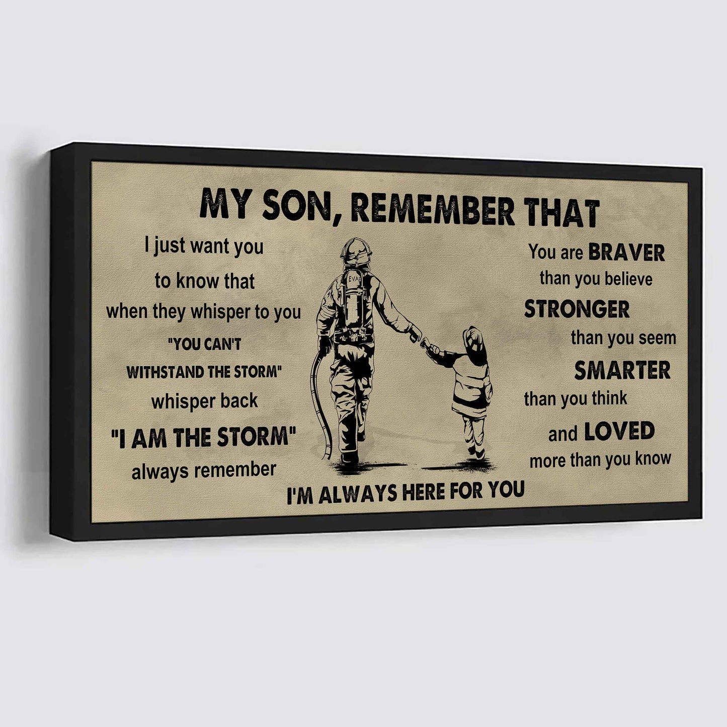 Personalized Sport Poster Canvas - My Son Remember That Whisper Back I Am The Storm