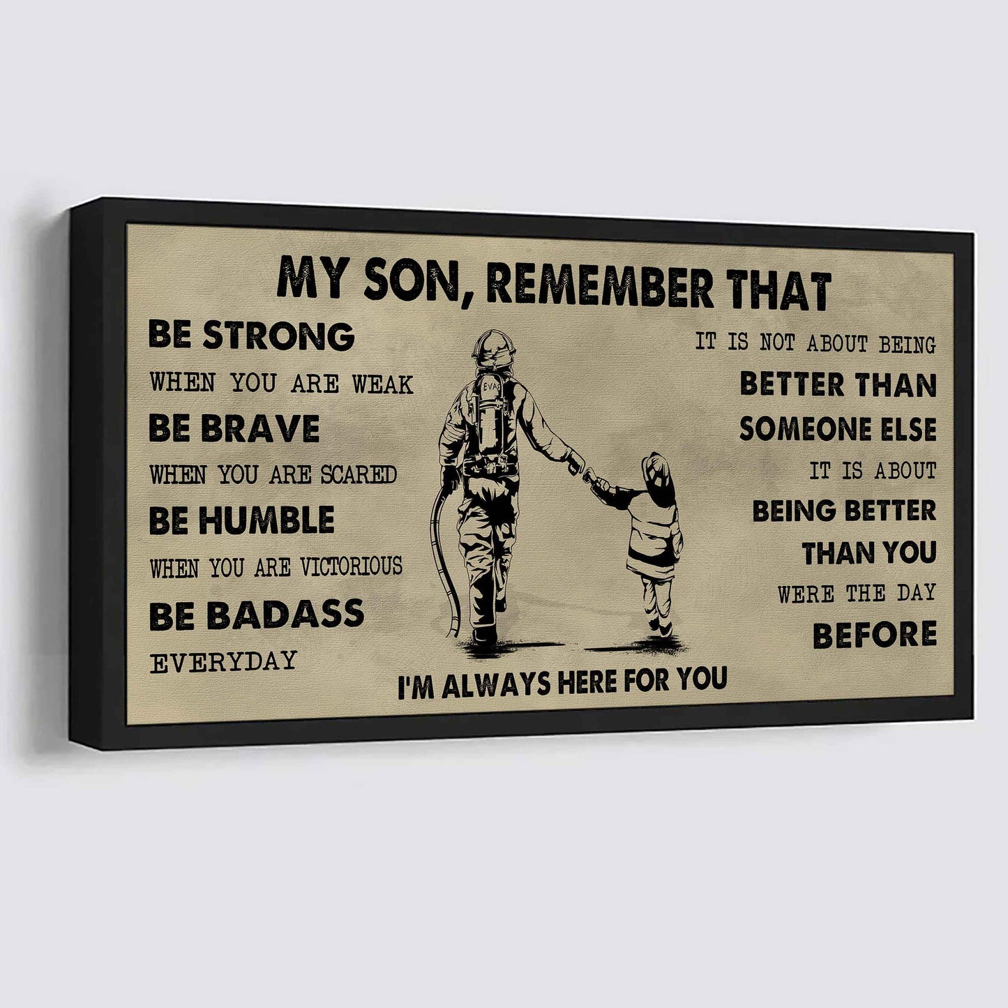 Personalized DRB Poster Canvas - My Son Remember That Be Strong When You Are Weak Be Badass Everyday