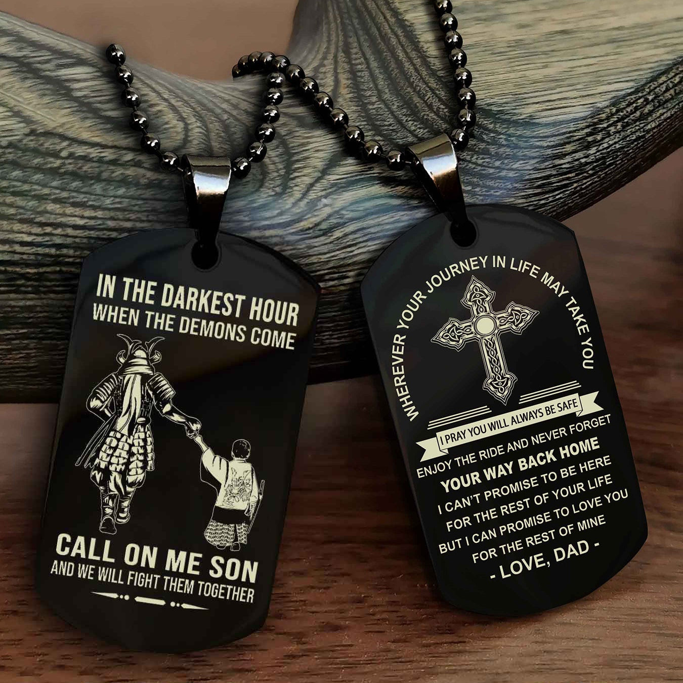 Knight Templar Double Sided Cross Dog Tag Call On Me Son - Gift For Son From Dad Your Way Back Home