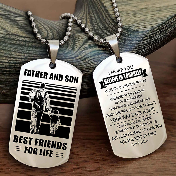 Viking Personalized Double Sided Dog Tag Silver To My Son I Love You - Enjoy The Ride And Never Forget Your Way Back Home From