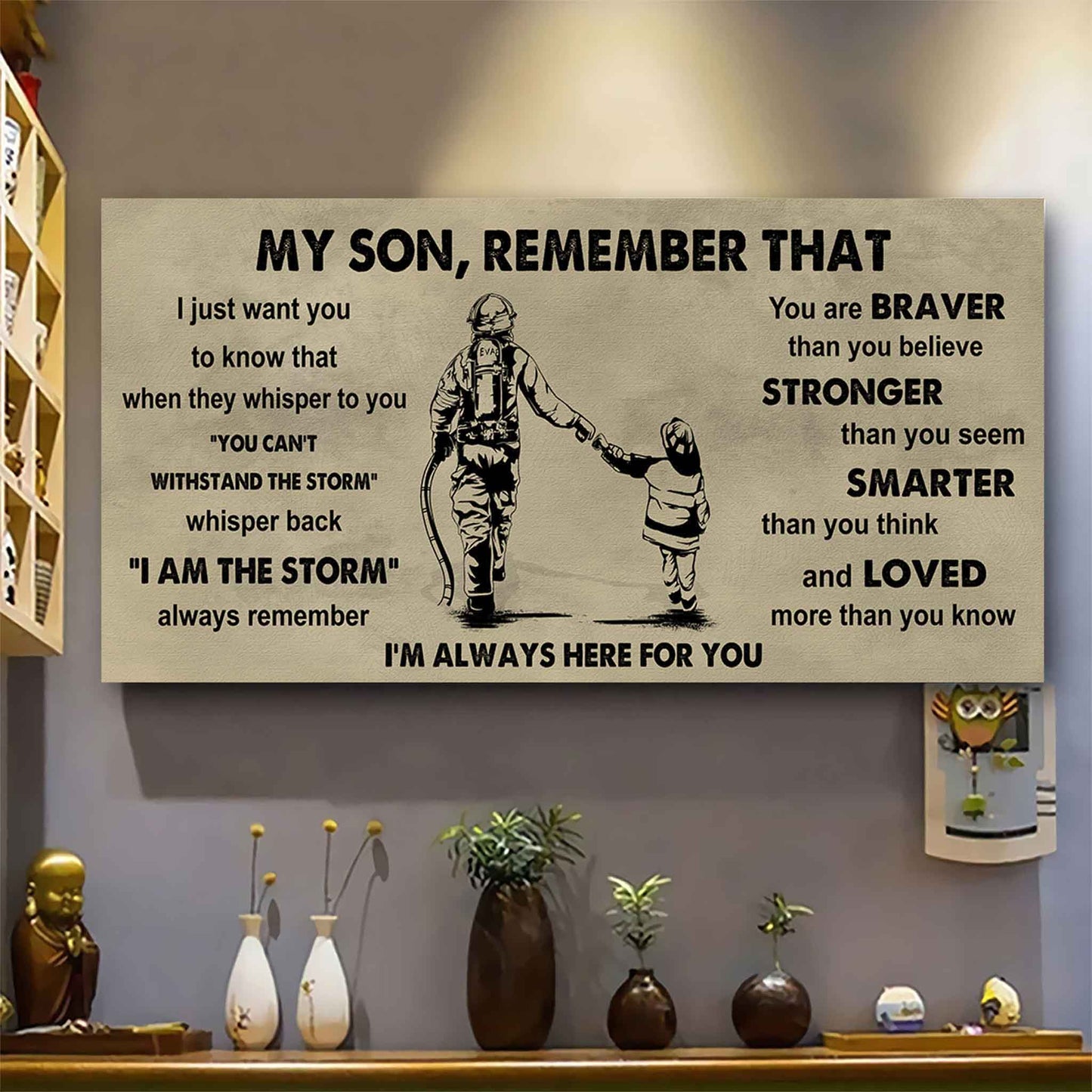 Personalized Sport Poster Canvas - My Son Remember That Whisper Back I Am The Storm