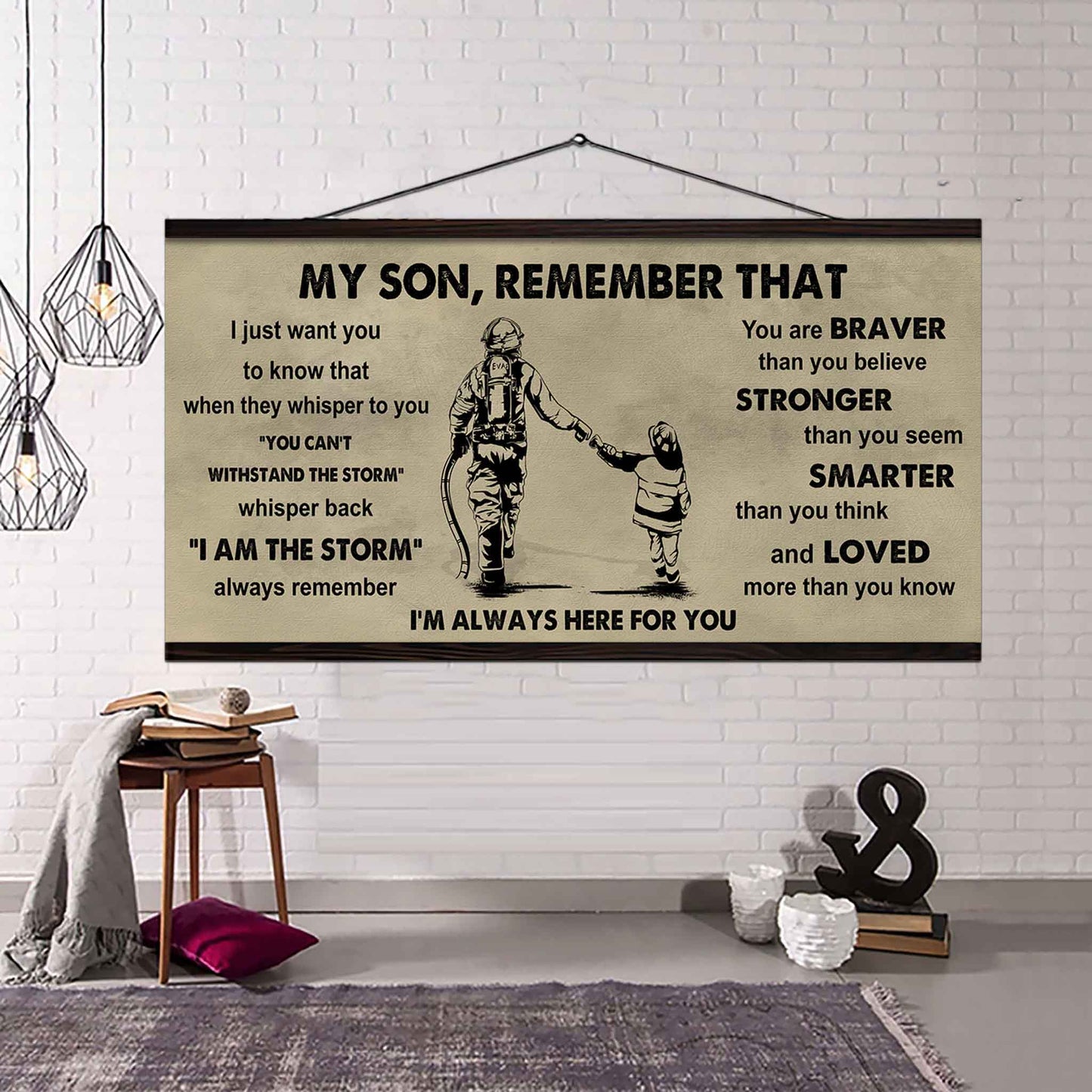 Personalized Sport Poster Canvas - My Son Remember That Whisper Back I Am The Storm