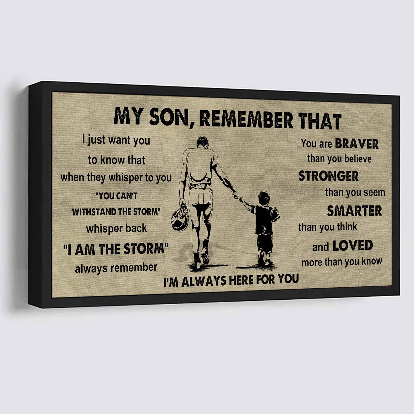 Personalized Sport Poster Canvas - My Son Remember That Whisper Back I Am The Storm