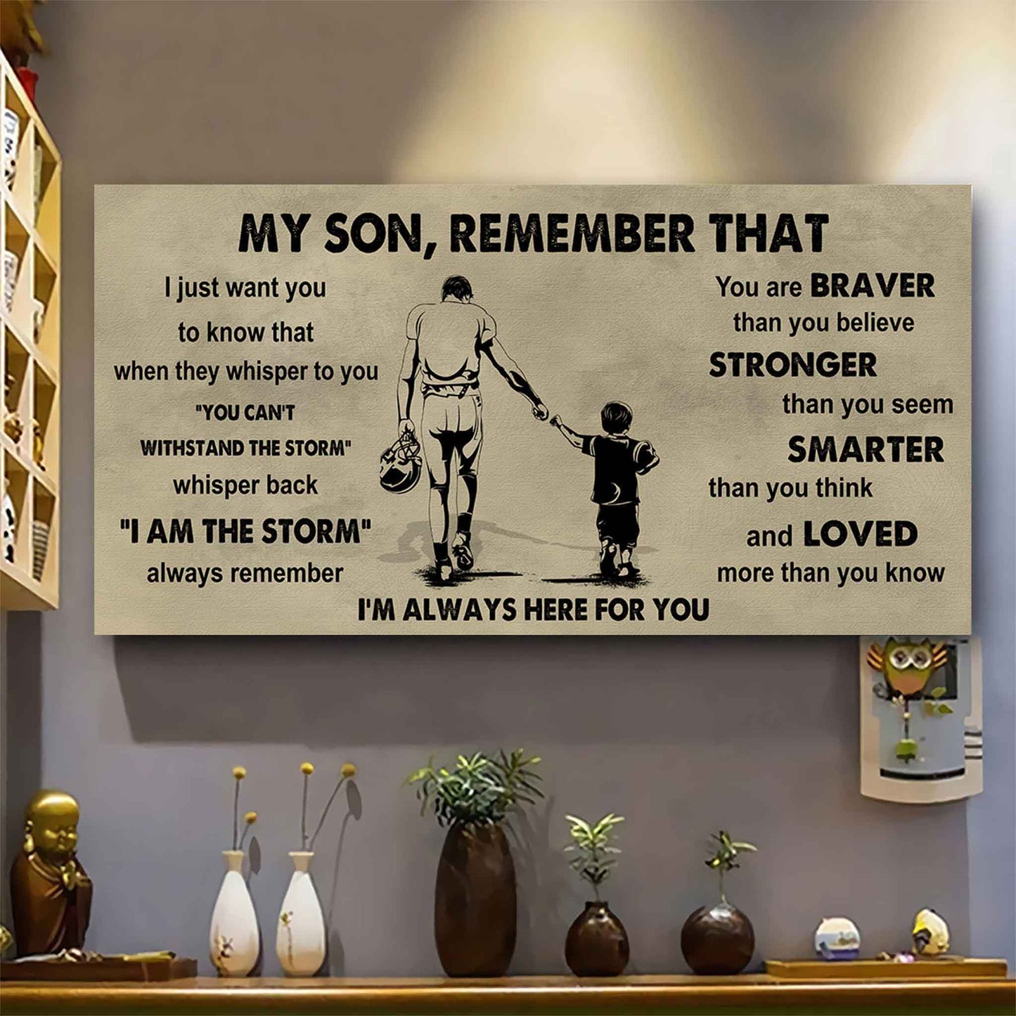 Personalized Sport Poster Canvas - My Son Remember That Whisper Back I Am The Storm