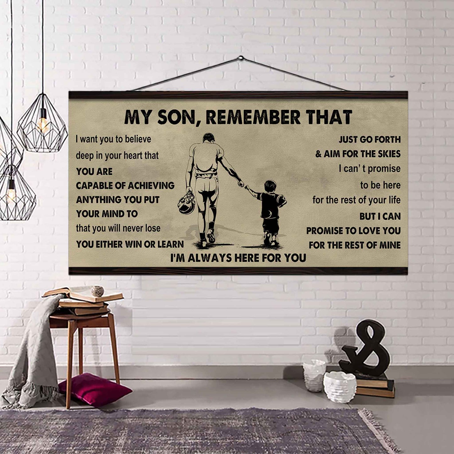 Personalized Sport Poster Canvas - My Son Remember That You Will Never Lose You Either Win Or Learn
