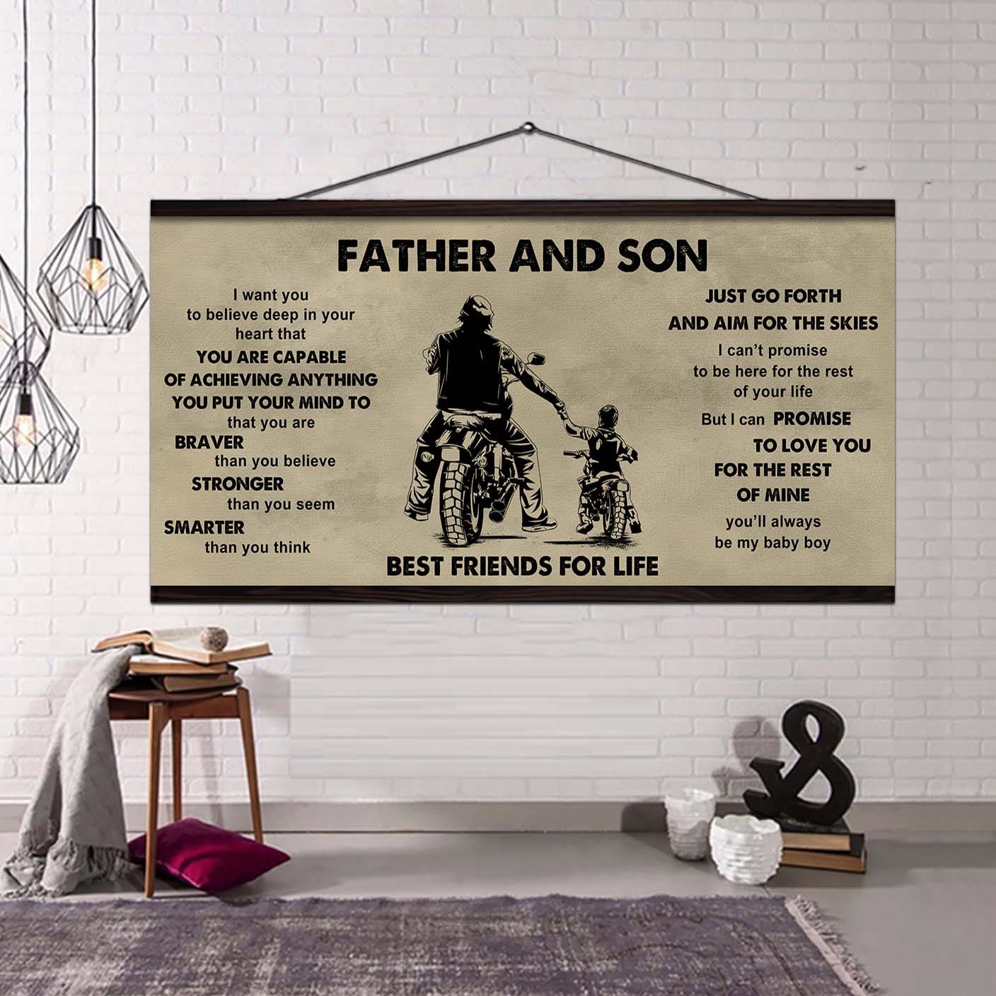 DRB VGT Father And Son Best Friends For Life - That You Are Braver Than You Believe Poster Canvas Gift For Son From Father