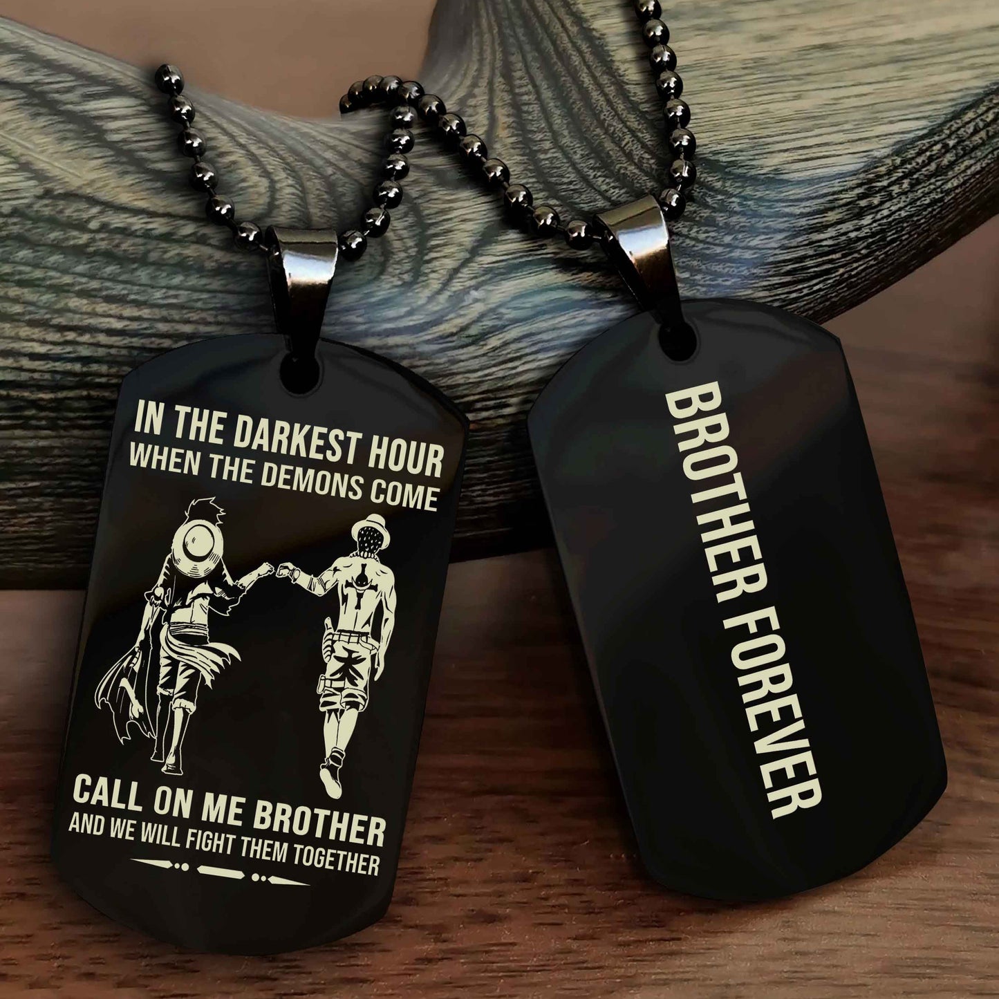 Knight Templar Customizable engraved black dog tag double sided gift from brother, brother forevers