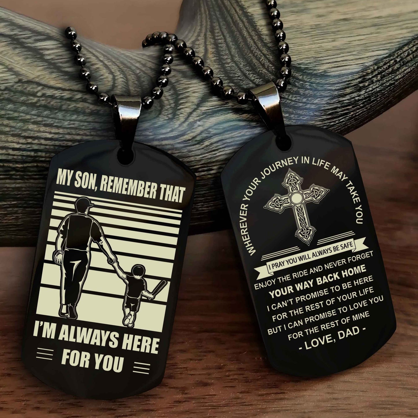 Knight Templar Cross Double Sided Dog Tag My Son Remember That - Gift For Son Enjoy The Ride Never Forget Your Way Back Home