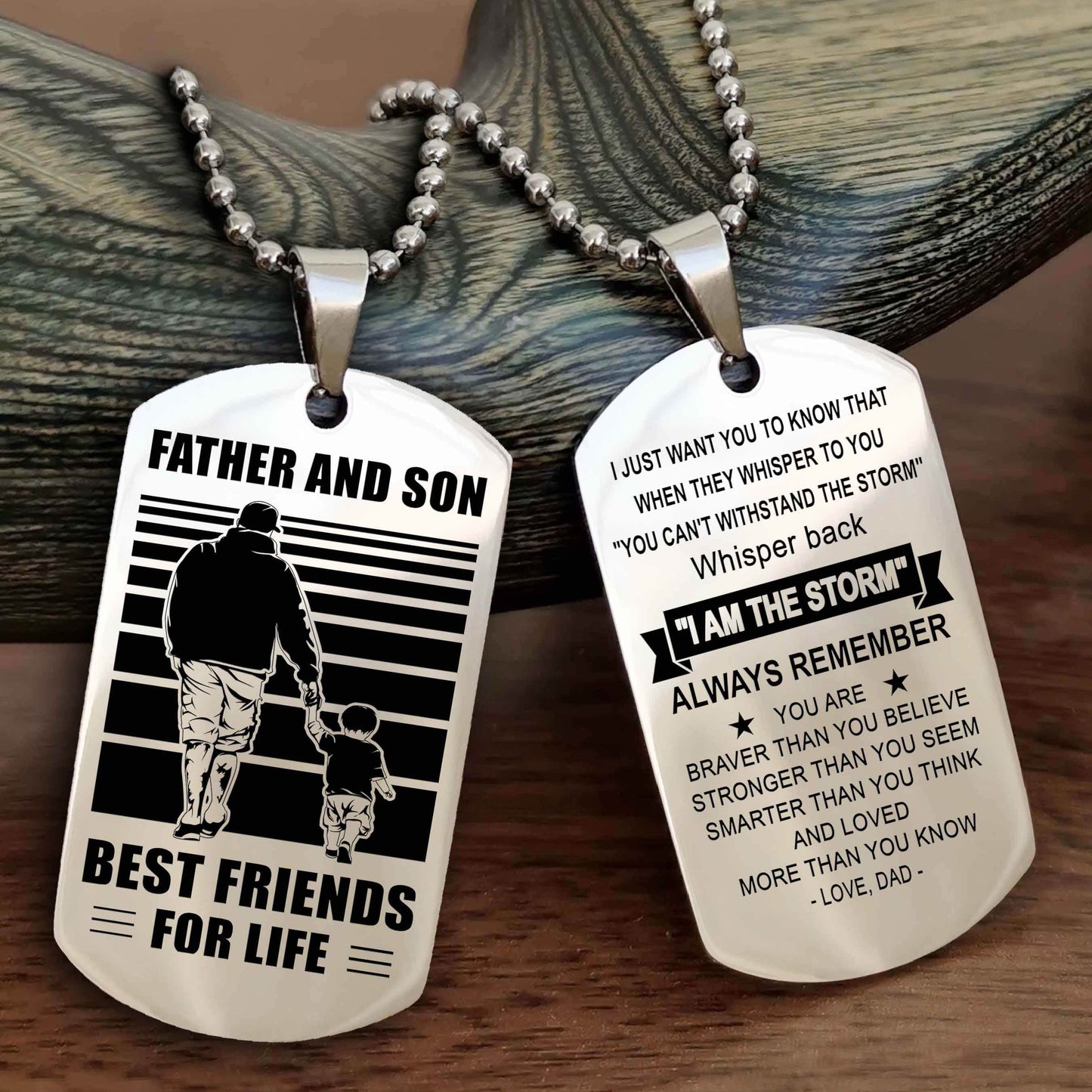 Knight Templar Personalized Double Sided Dog Tag Silver To My Son I Love You - Whisper Back I'm The Storm